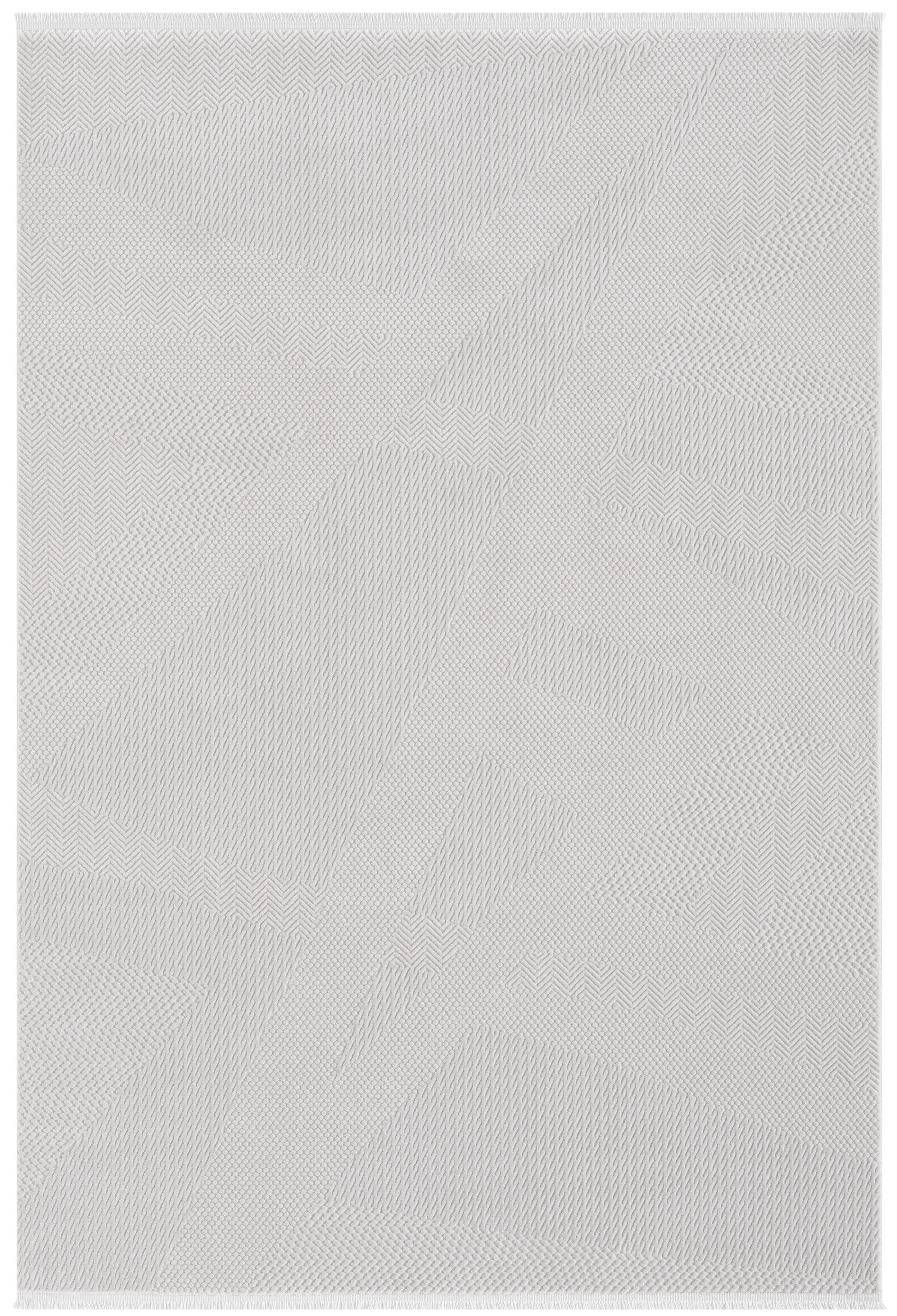 Açık Gri Kabartmalı Soyut Modern Halı-Pera Halı