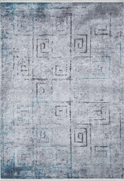 Açık Gri Mavi Geometrik Modern Halı-Pera Halı