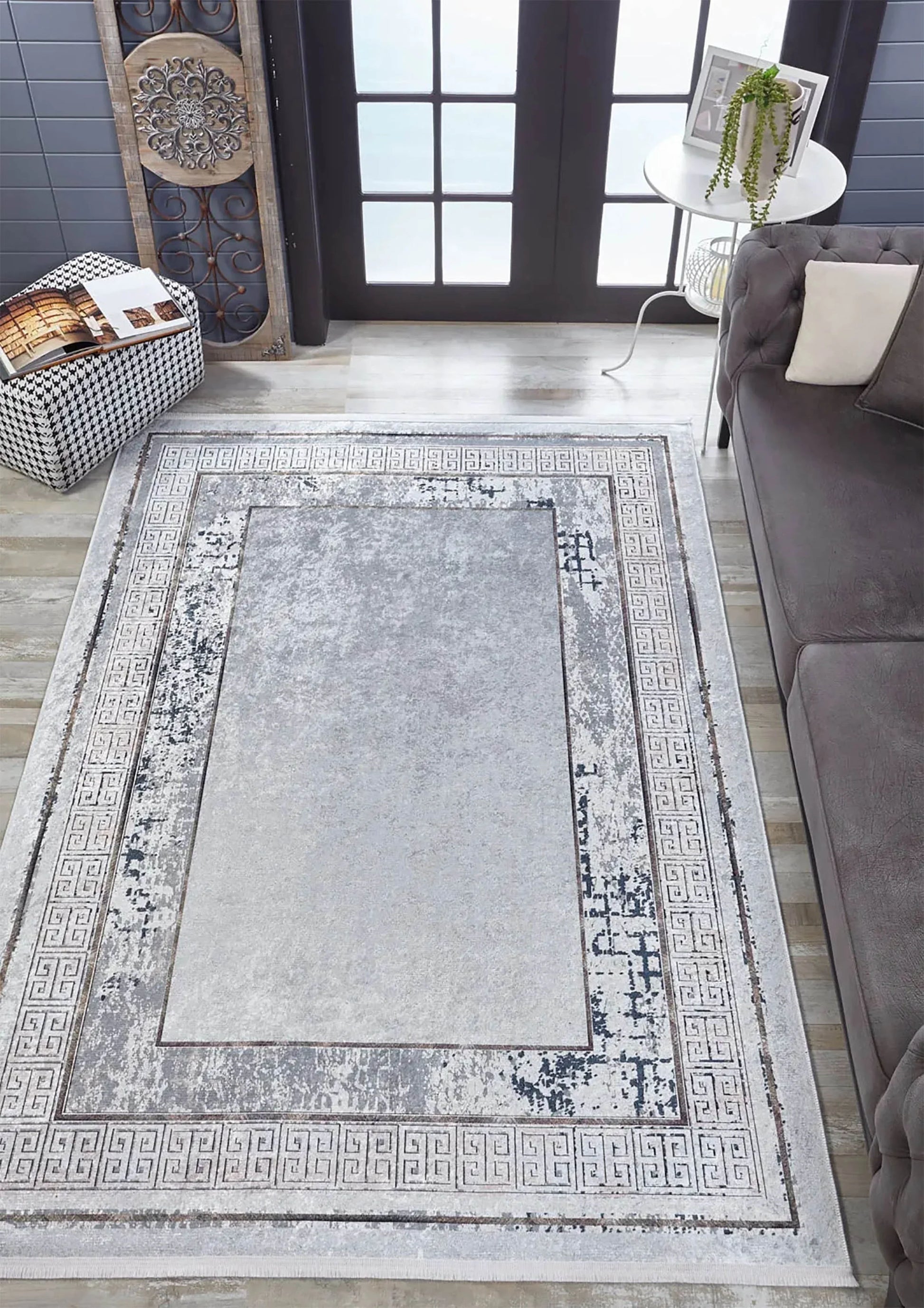 Açık Gri Modern Minimalist Kaymaz Halı-Pera Halı