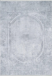 Açık Gri Oval Motifli Desenli Yıkanabilir Halı-Pera Halı