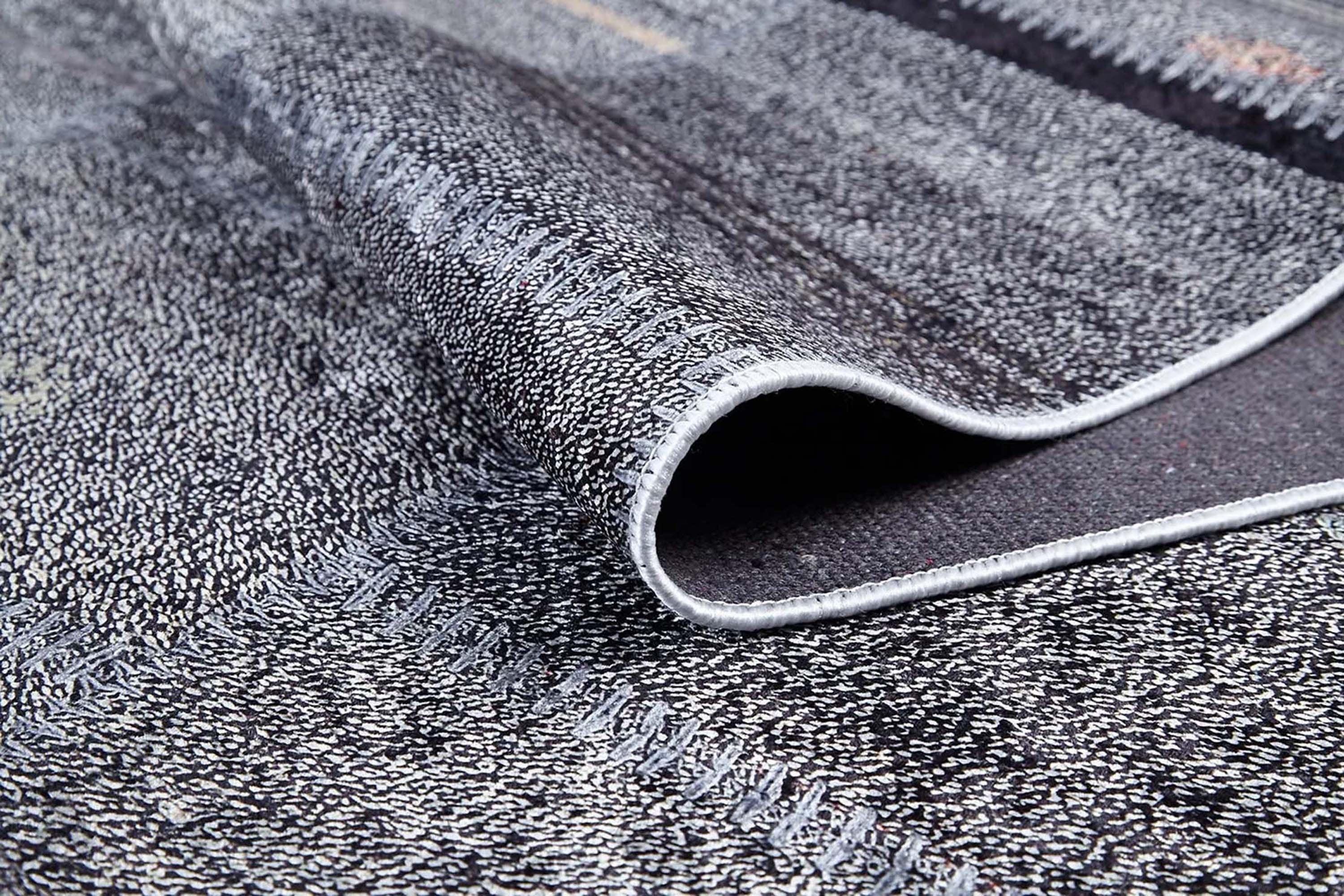 Açık Gri Siyah Çizgili Kilim Halı-Pera Halı