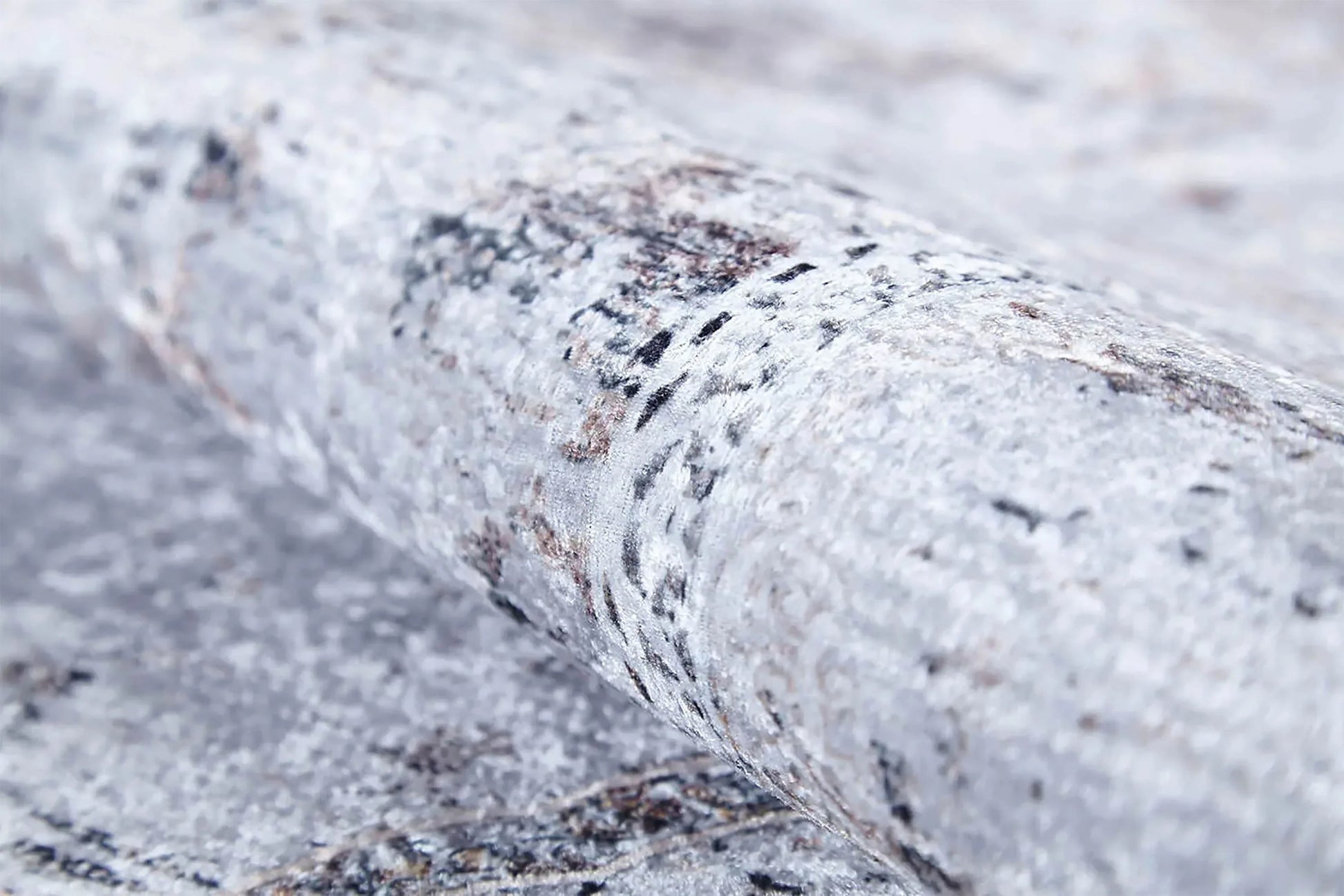 Açık Gri Vintage Desenli Modern Eskitme Efektli Yıkanabilir Halı-Pera Halı