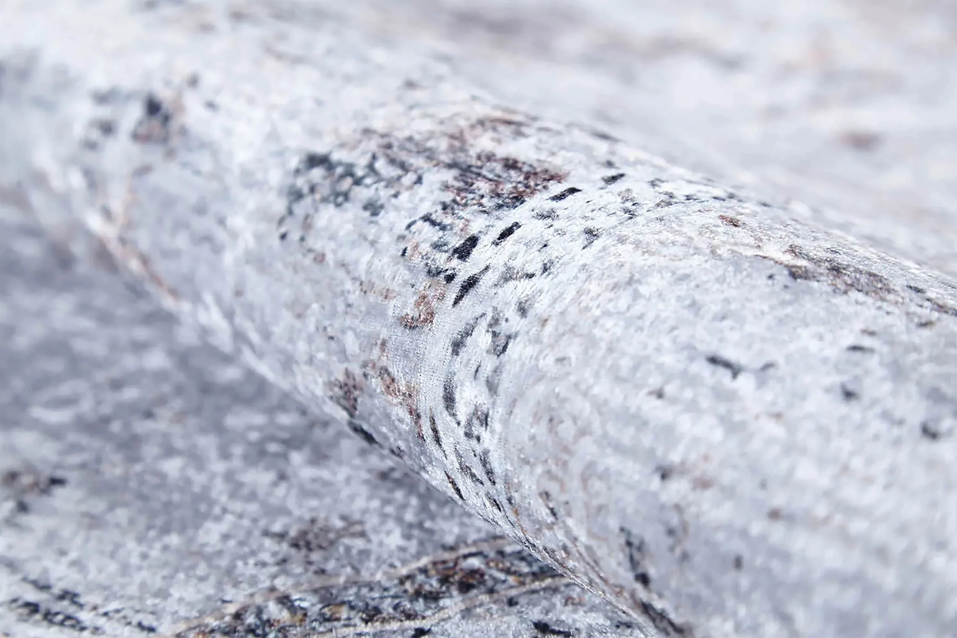 Açık Gri Vintage Desenli Modern Eskitme Efektli Yıkanabilir Halı-Pera Halı