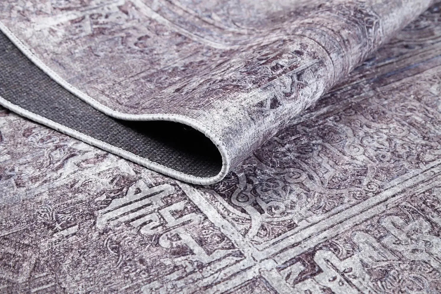 Açık Lila Oval Motifli Modern Yıkanabilir Halı-Pera Halı