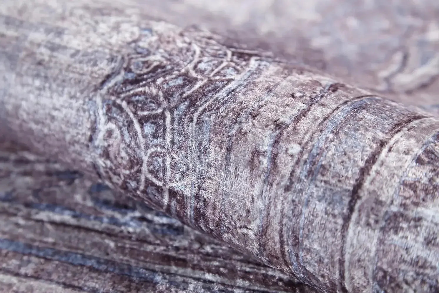 Açık Lila Oval Motifli Modern Yıkanabilir Halı-Pera Halı