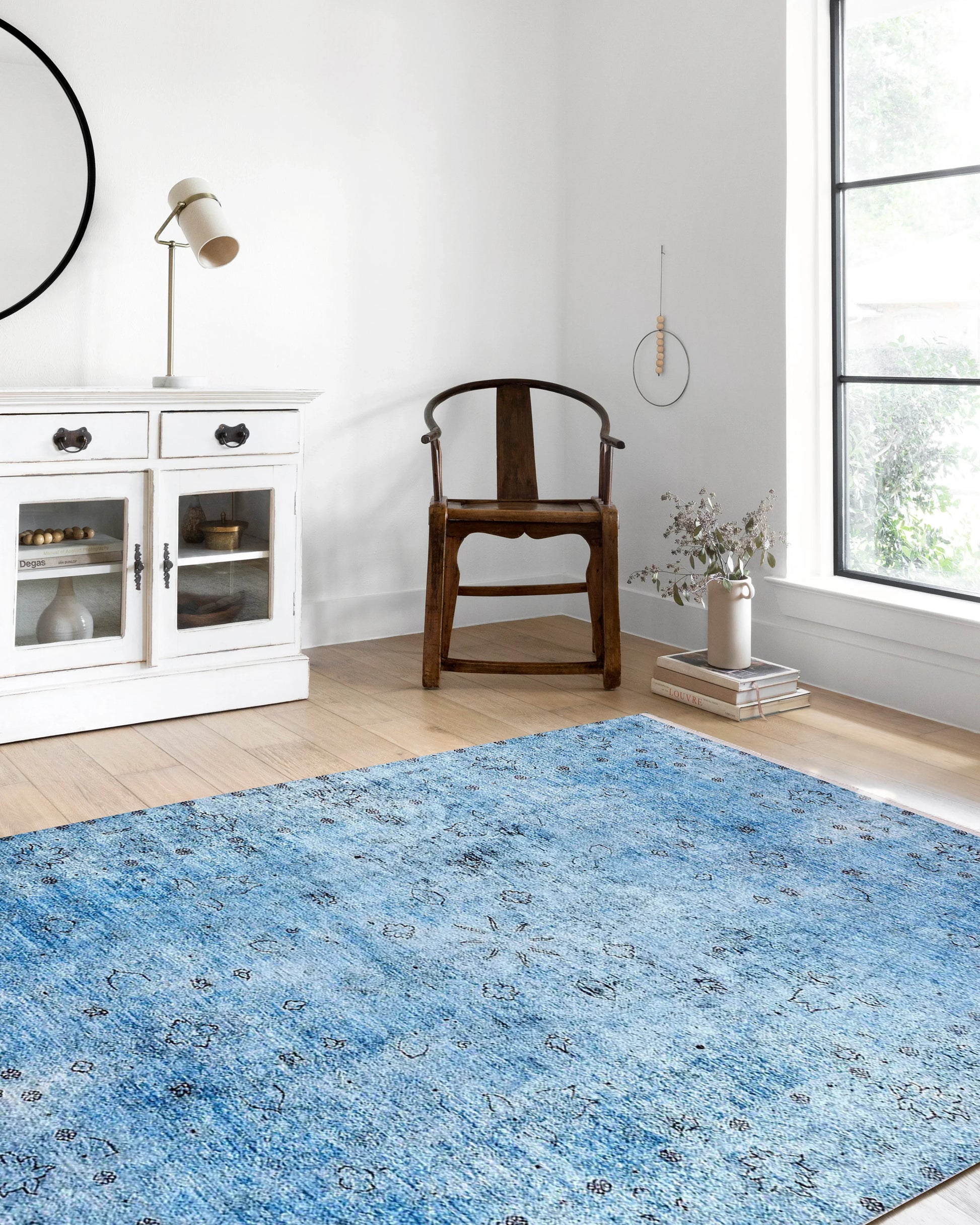 Açık Mavi Çiçekli Halı-Pera Halı