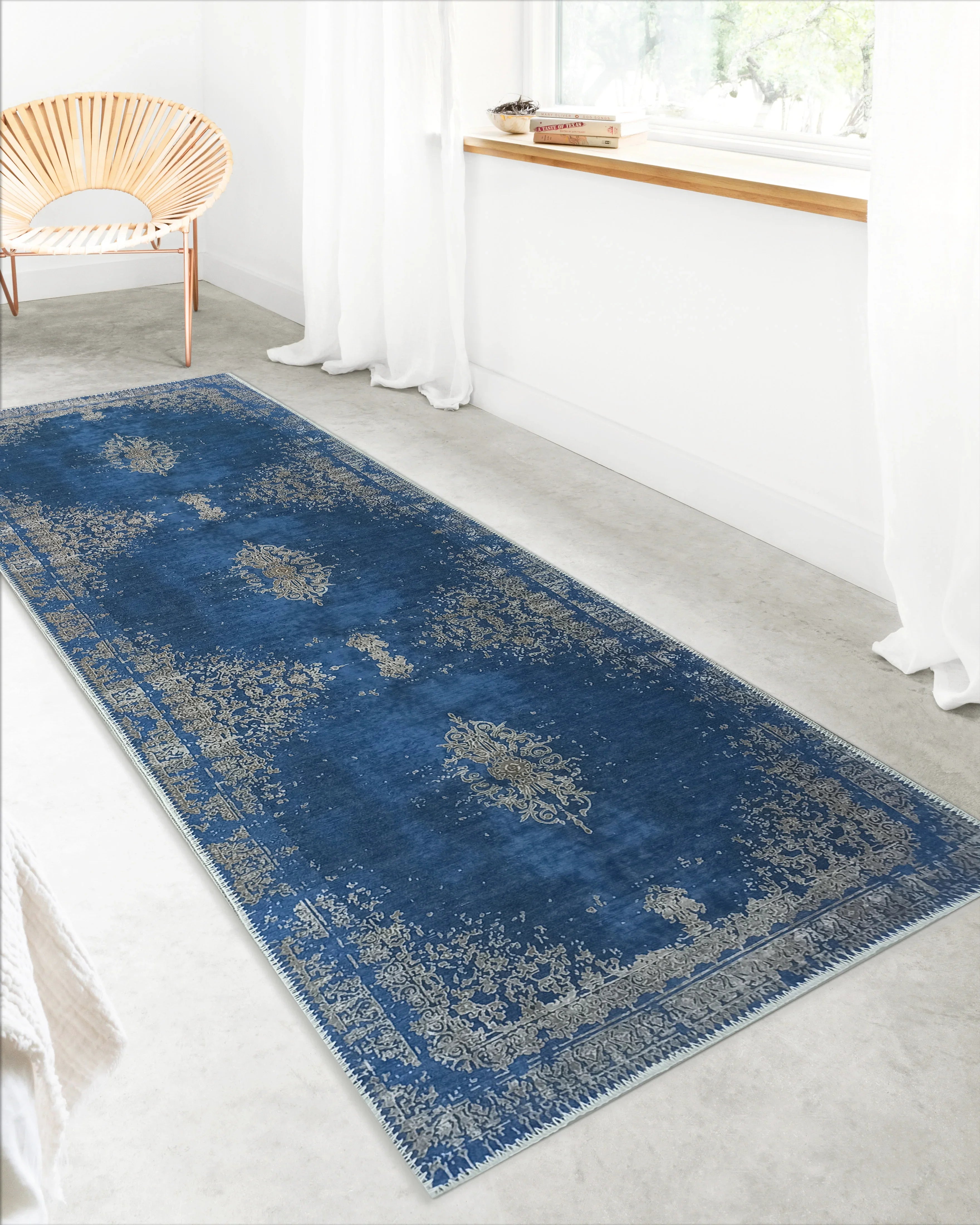 Açık Mavi Lacivert Vintage Halı-Pera Halı