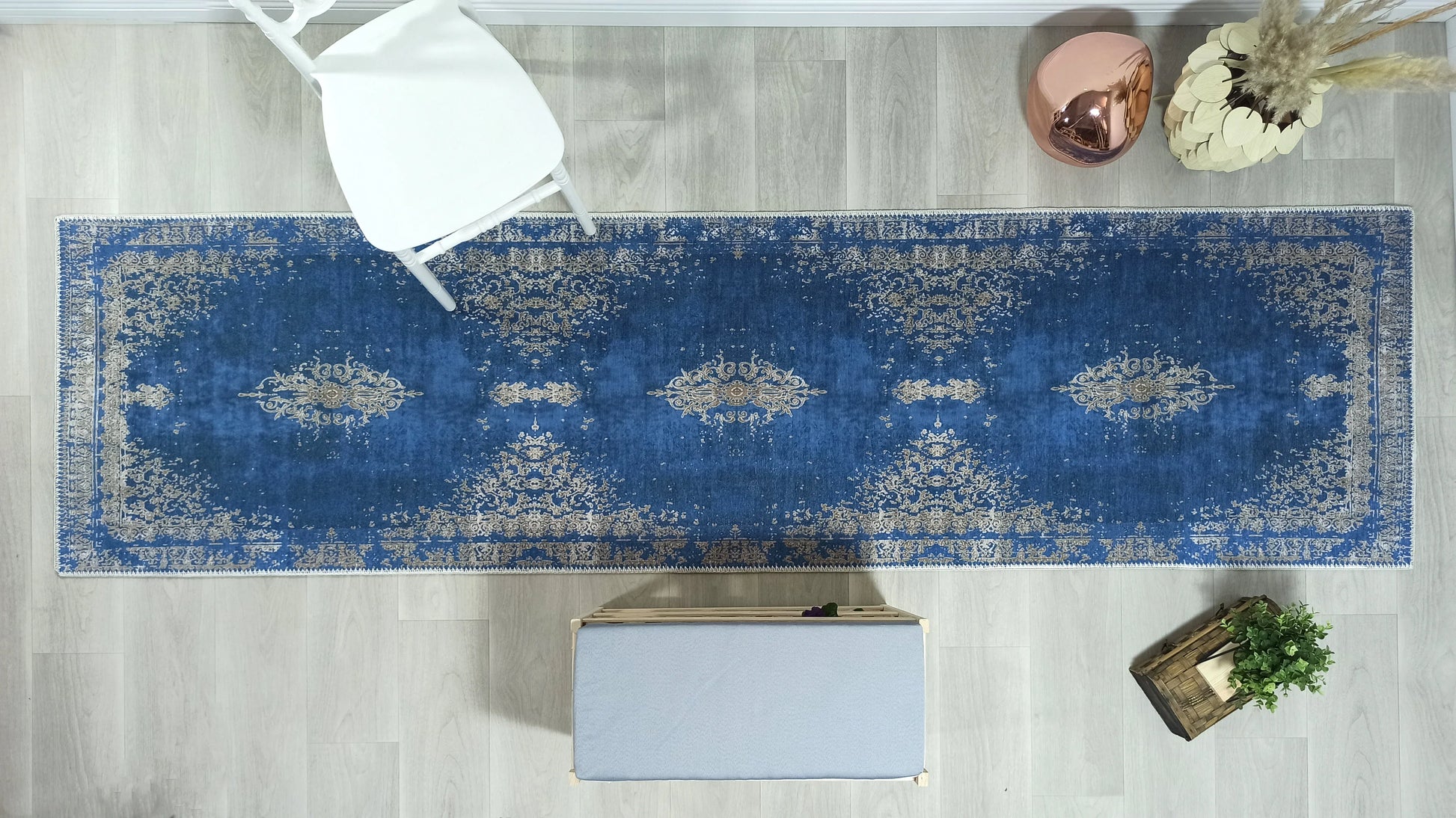 Açık Mavi Lacivert Vintage Halı-Pera Halı