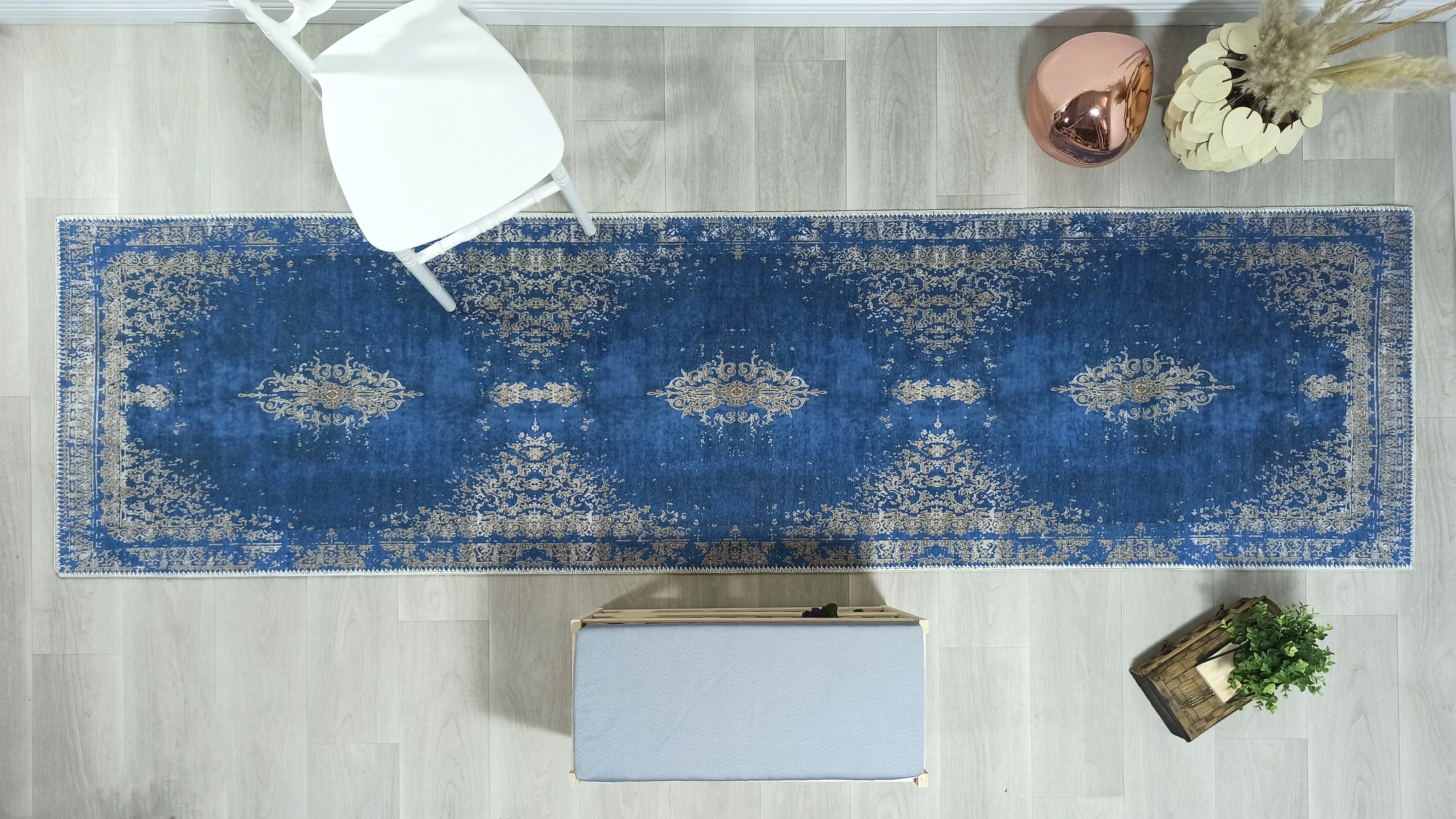 Açık Mavi Lacivert Vintage Halı-Pera Halı