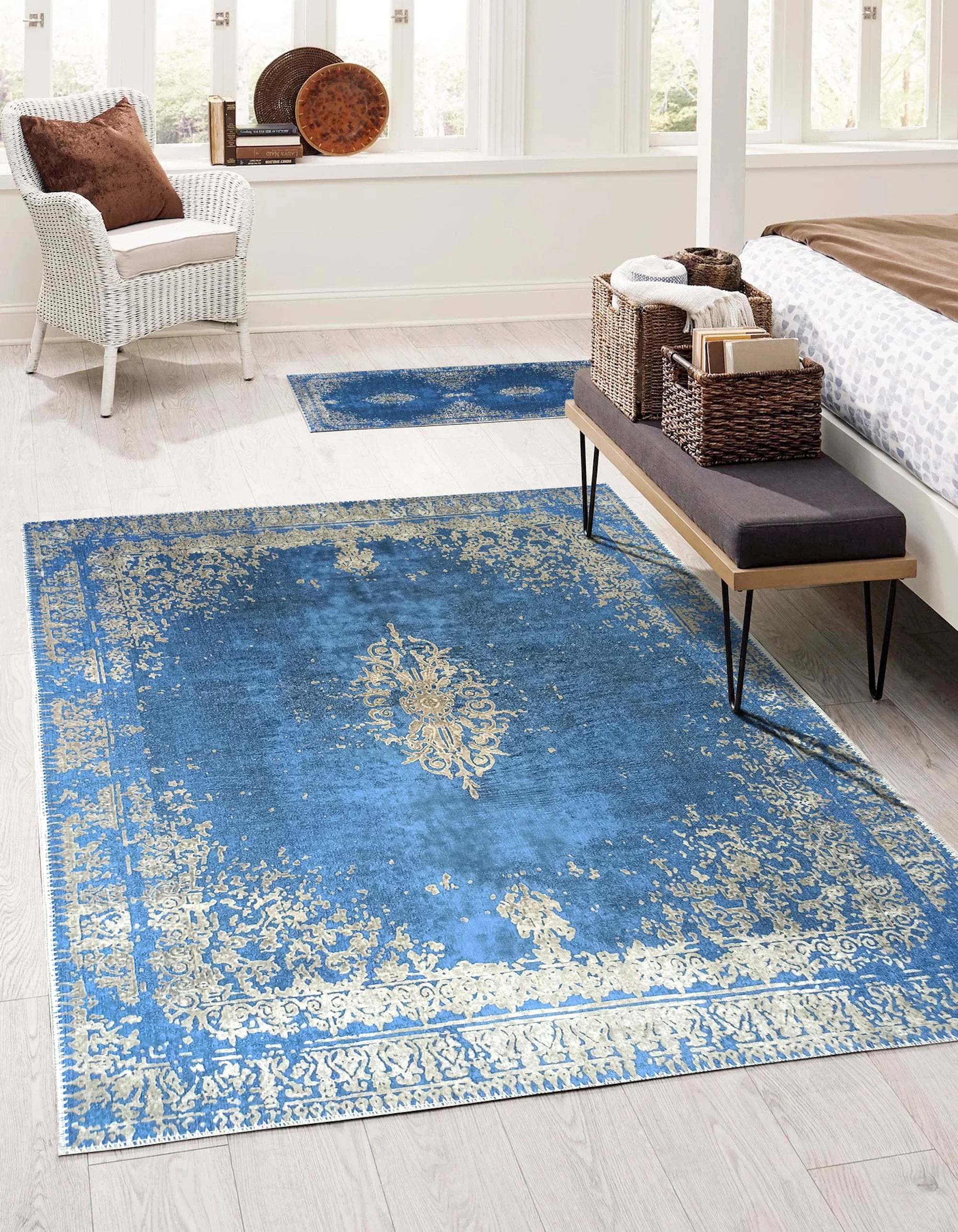 Açık Mavi Lacivert Vintage Halı-Pera Halı