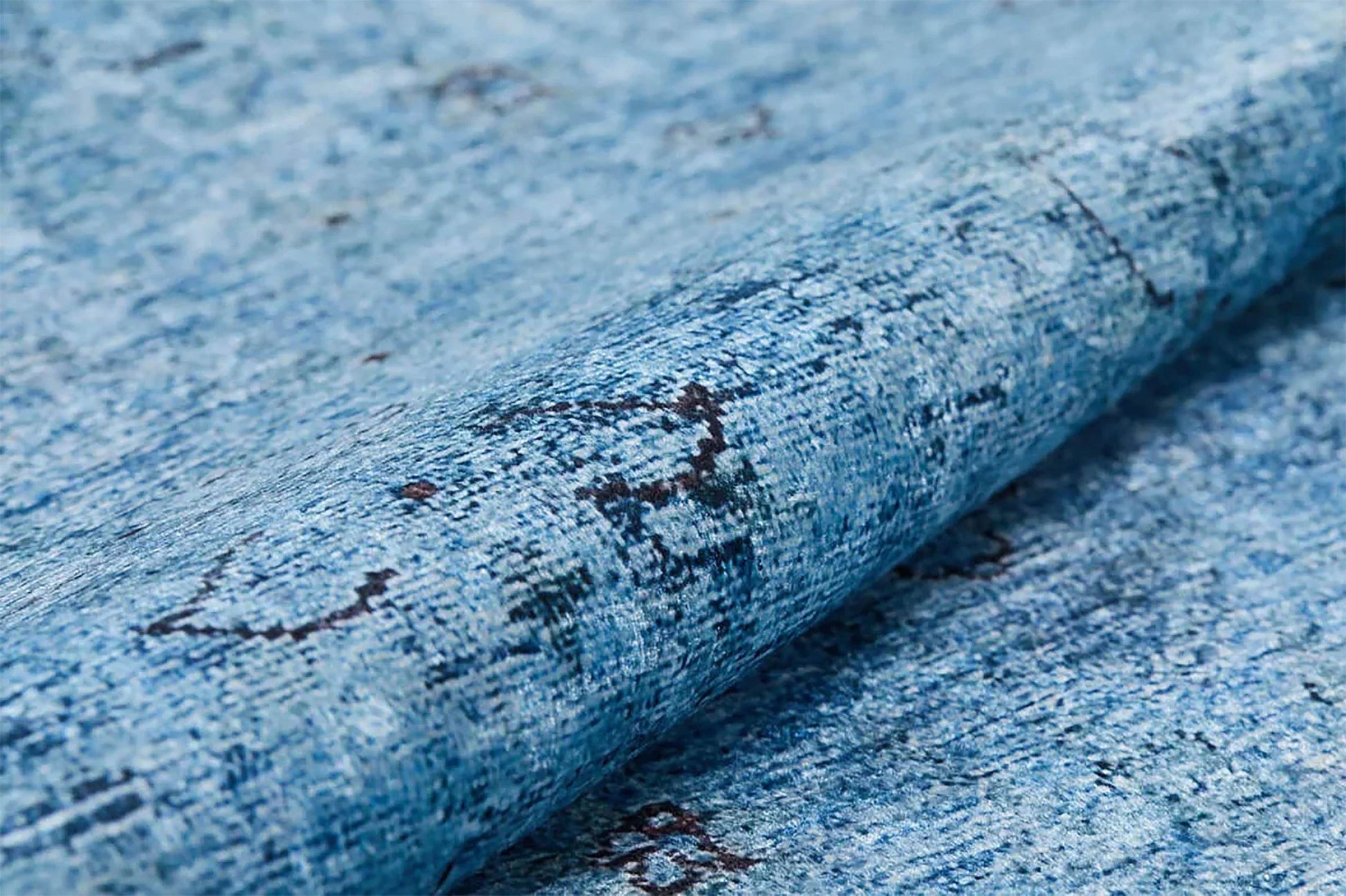 Açık Mavi Vintage Eskitme Klasik Desenli Salon Halısı-Pera Halı