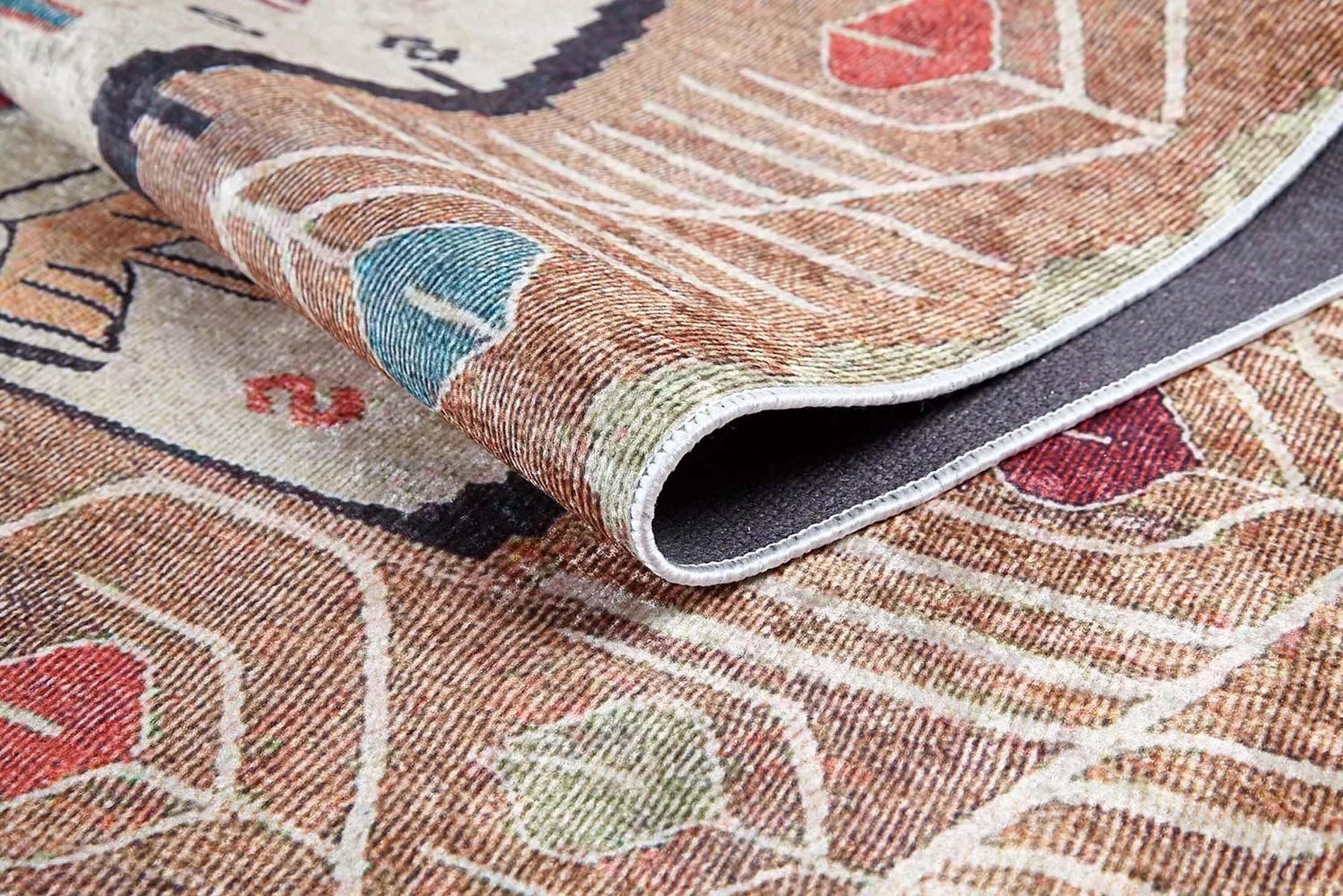 Açık Turuncu Bej Eskitme Kilim Halı-Pera Halı