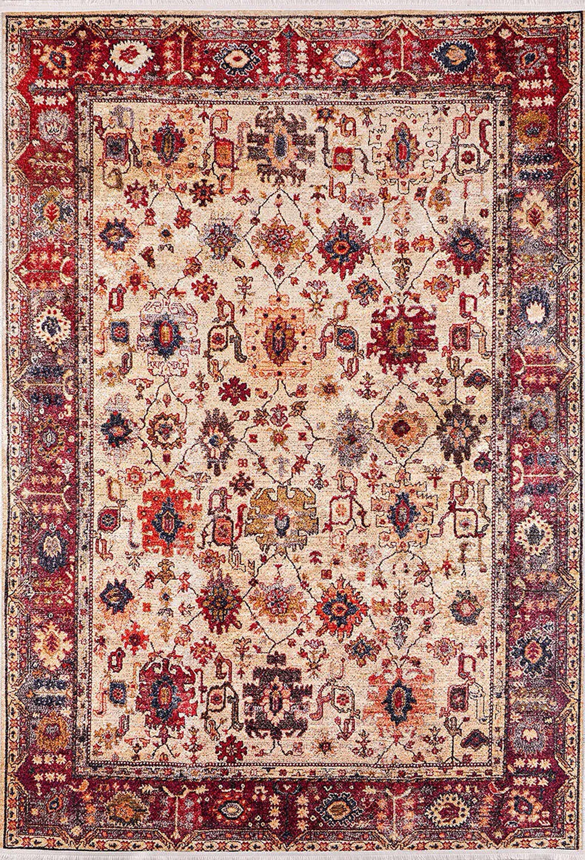 Kırmızı Bej Uşak Desenli Halı - Pera Halı