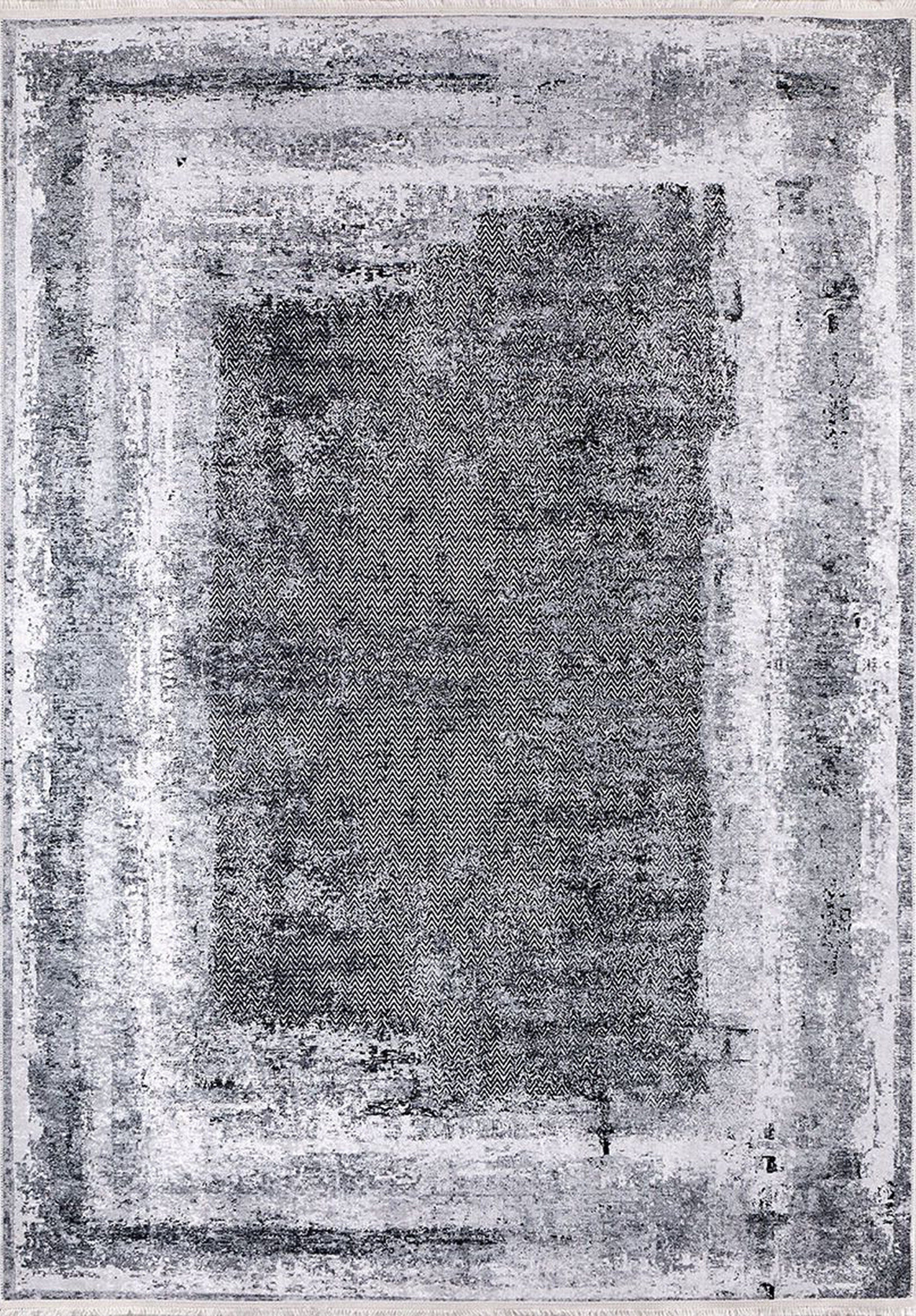 Eskitme Gri Abstract Desenli Halı - Pera Halı