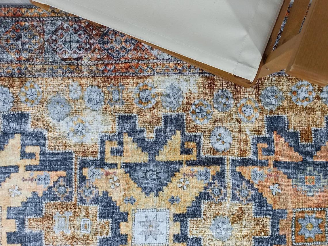 Rot-blauer Vintage-Teppich mit Medaillonmuster