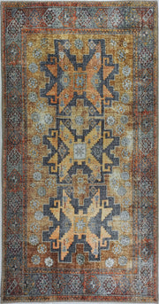 Rot-blauer Vintage-Teppich mit Medaillonmuster