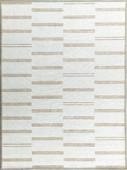 Neutraler Vintage-Teppich mit beigen und braunen Streifen