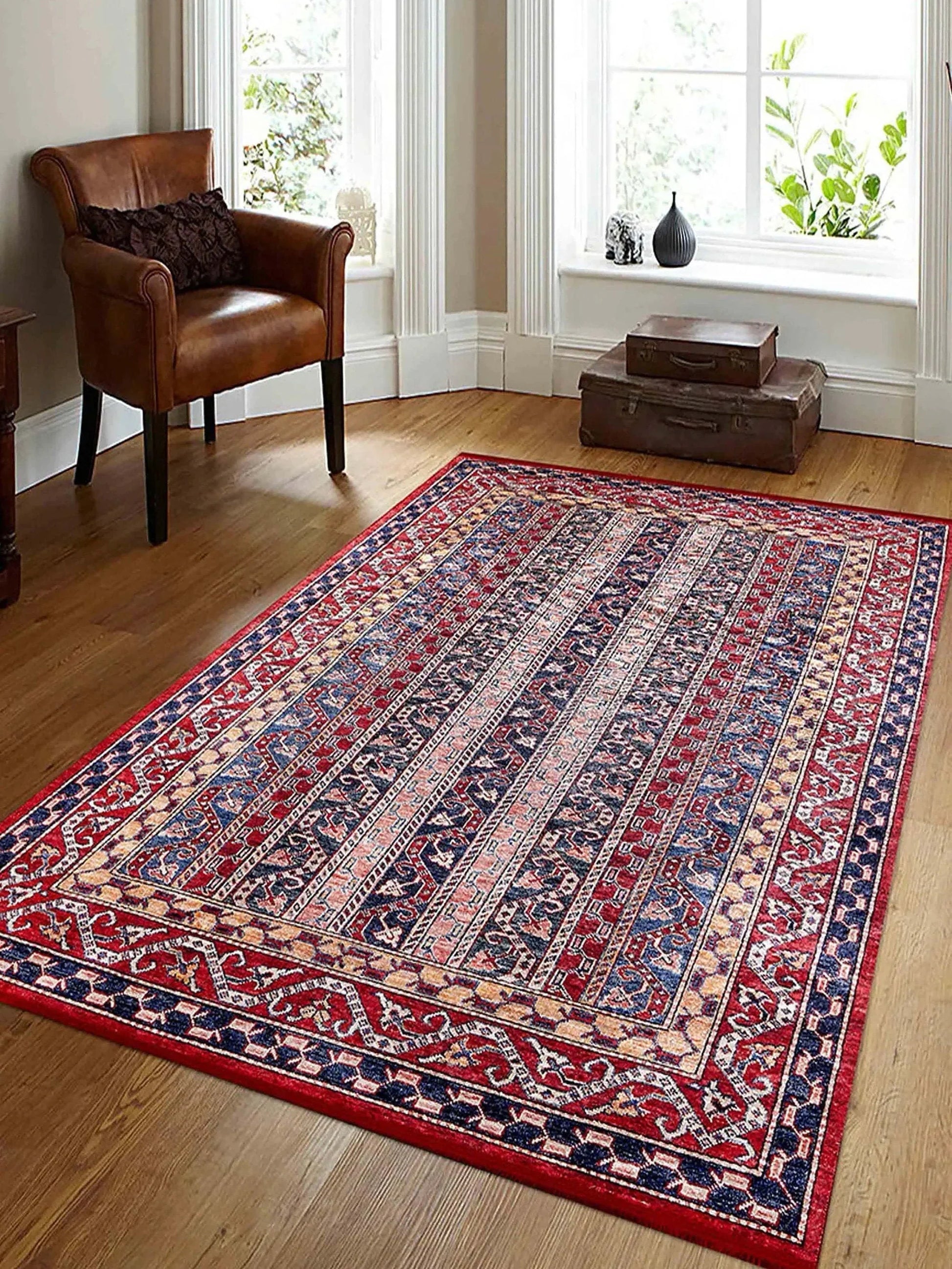 Antik Kırmızı Çizgili Kilim Halı-Pera Halı