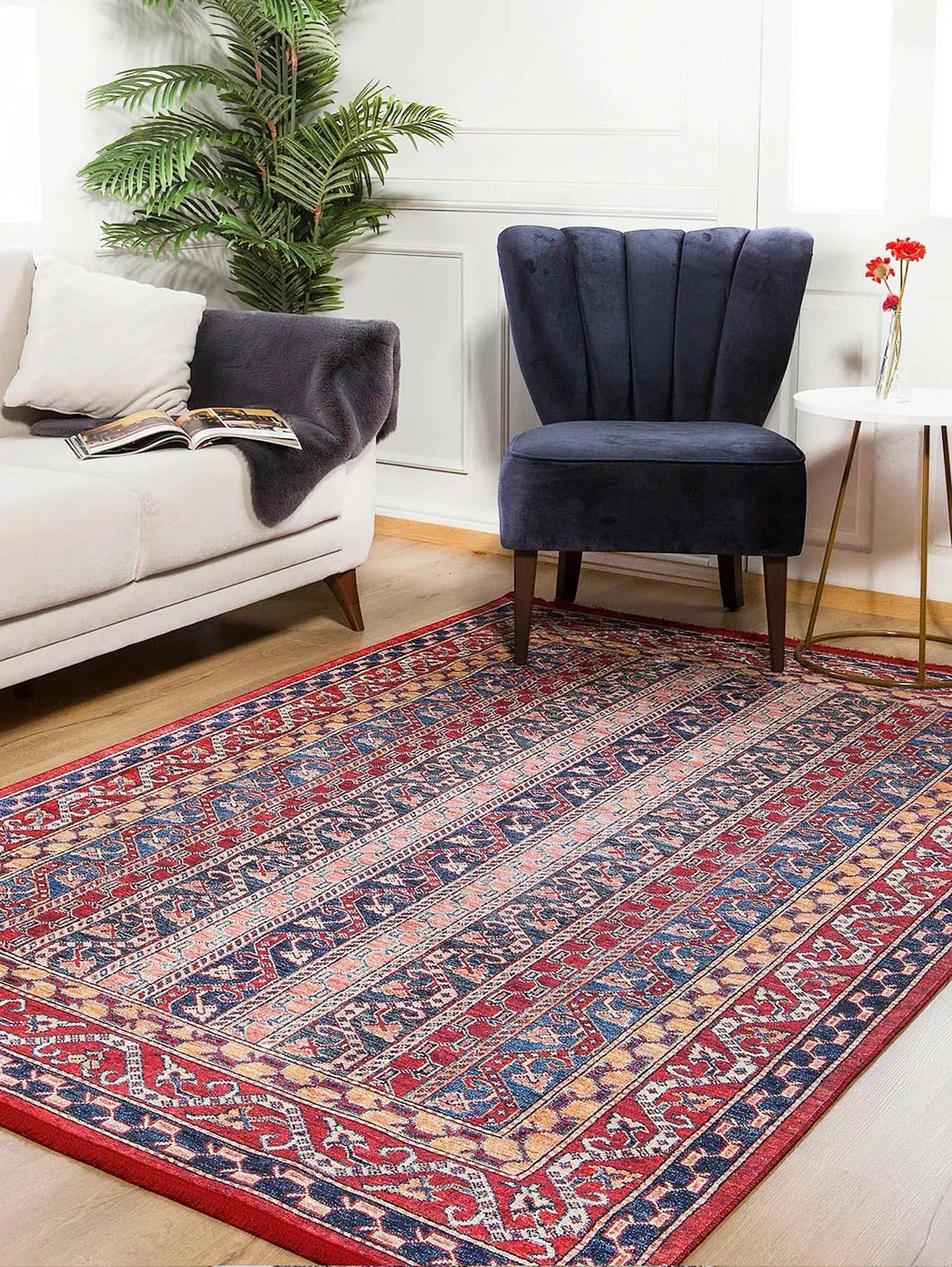 Antik Kırmızı Çizgili Kilim Halı-Pera Halı