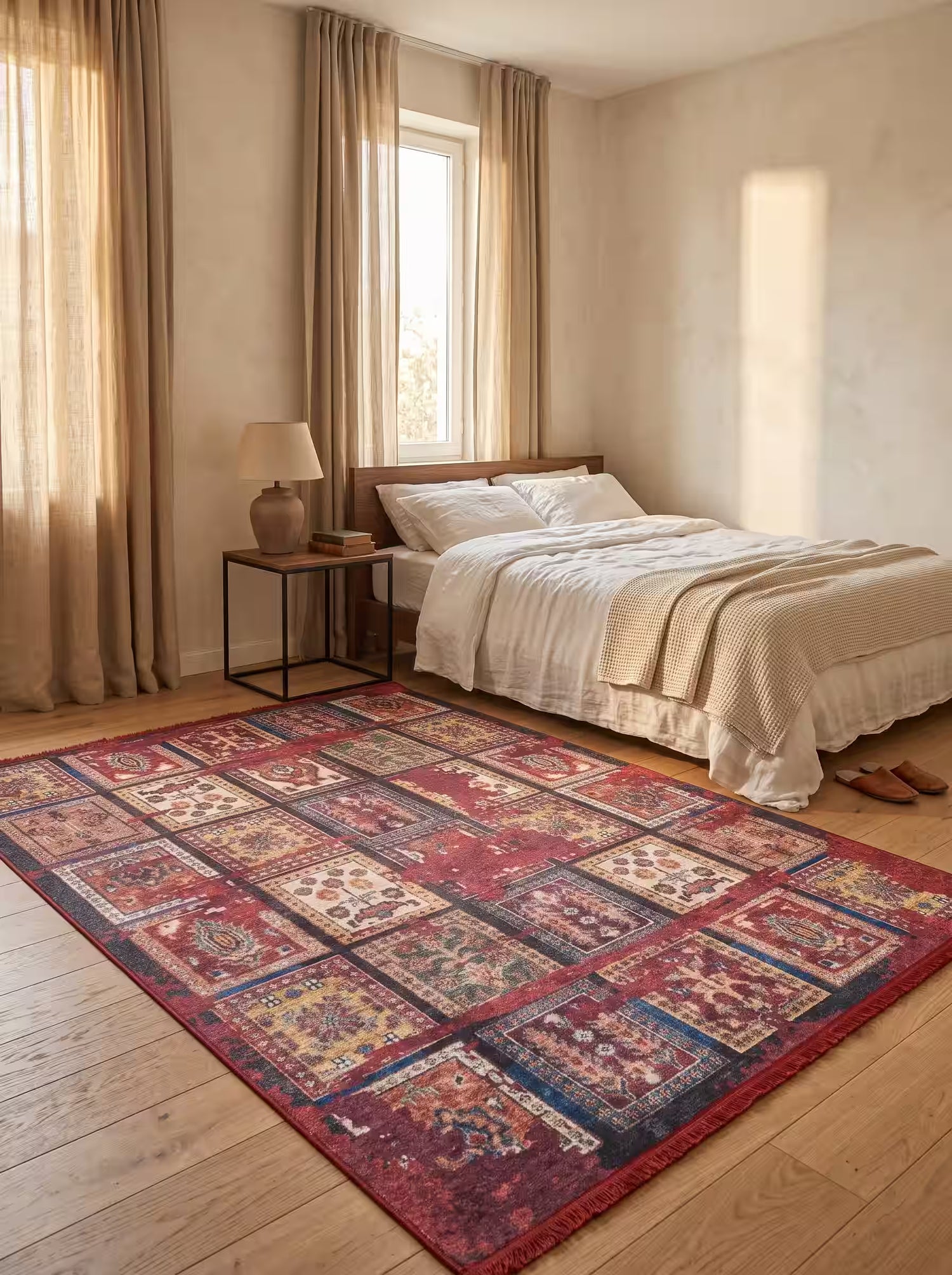 Antik Kırmızı Eskitme Desenli Halı - SH1597R - Pera Halı