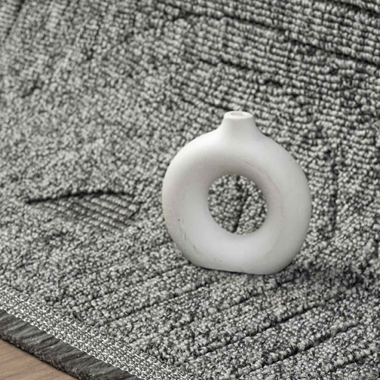 Antrasit Gri Geometrik Desenli Yumuşak Halı-Pera Halı