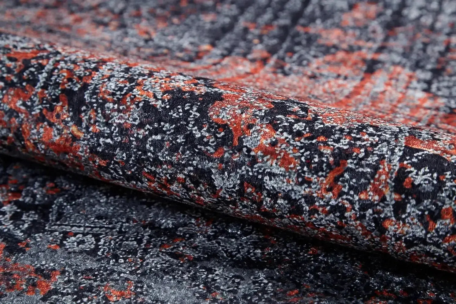 Antrasit Gri Turuncu Detaylı Modern Halıs-Pera Halı