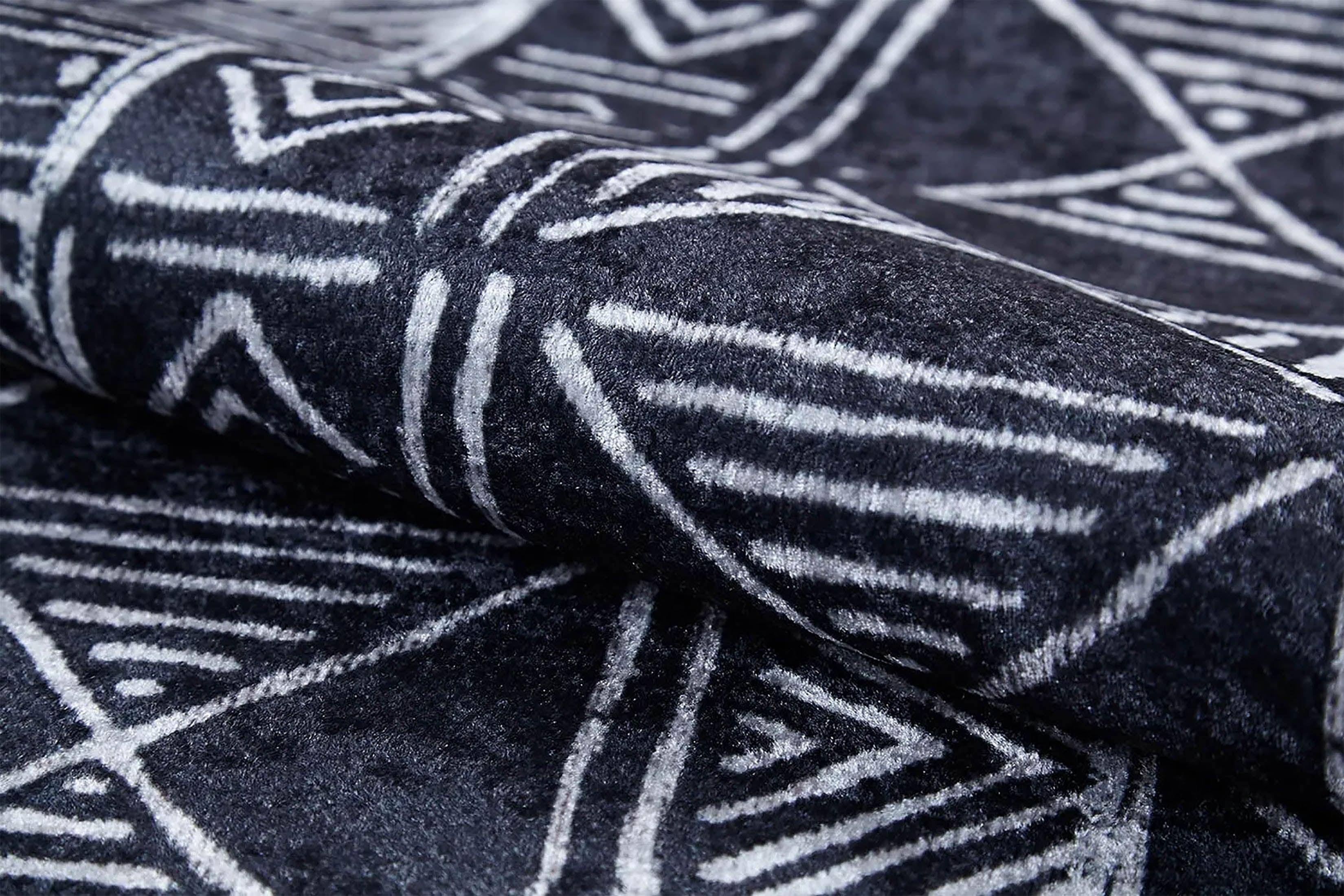 Antrasit Kabile Desenli Modern Bohem Etnik Halı-Pera Halı