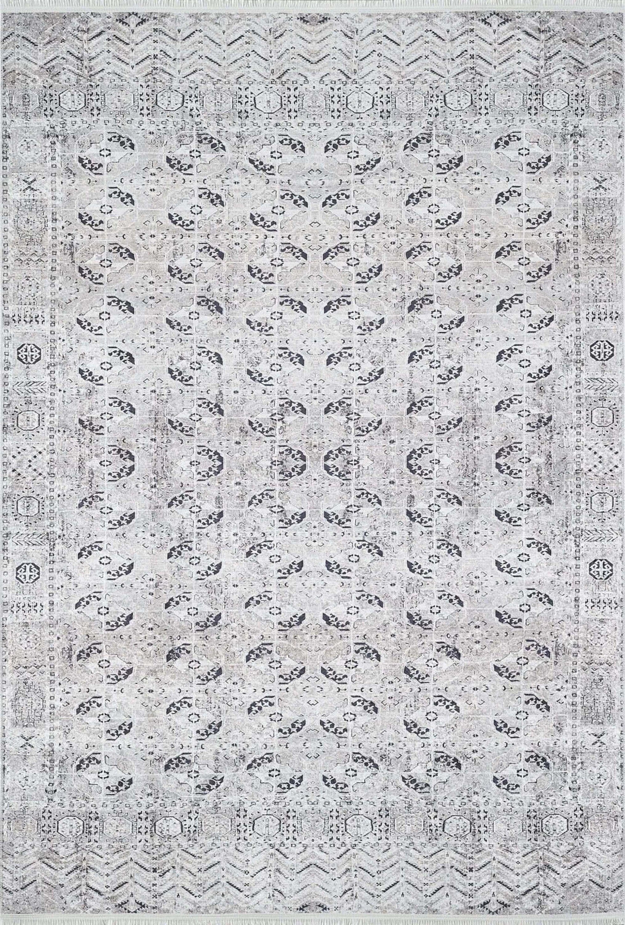 Turuncu Gümüş Geometrik Desenli Kilim Halı - Pera Halı
