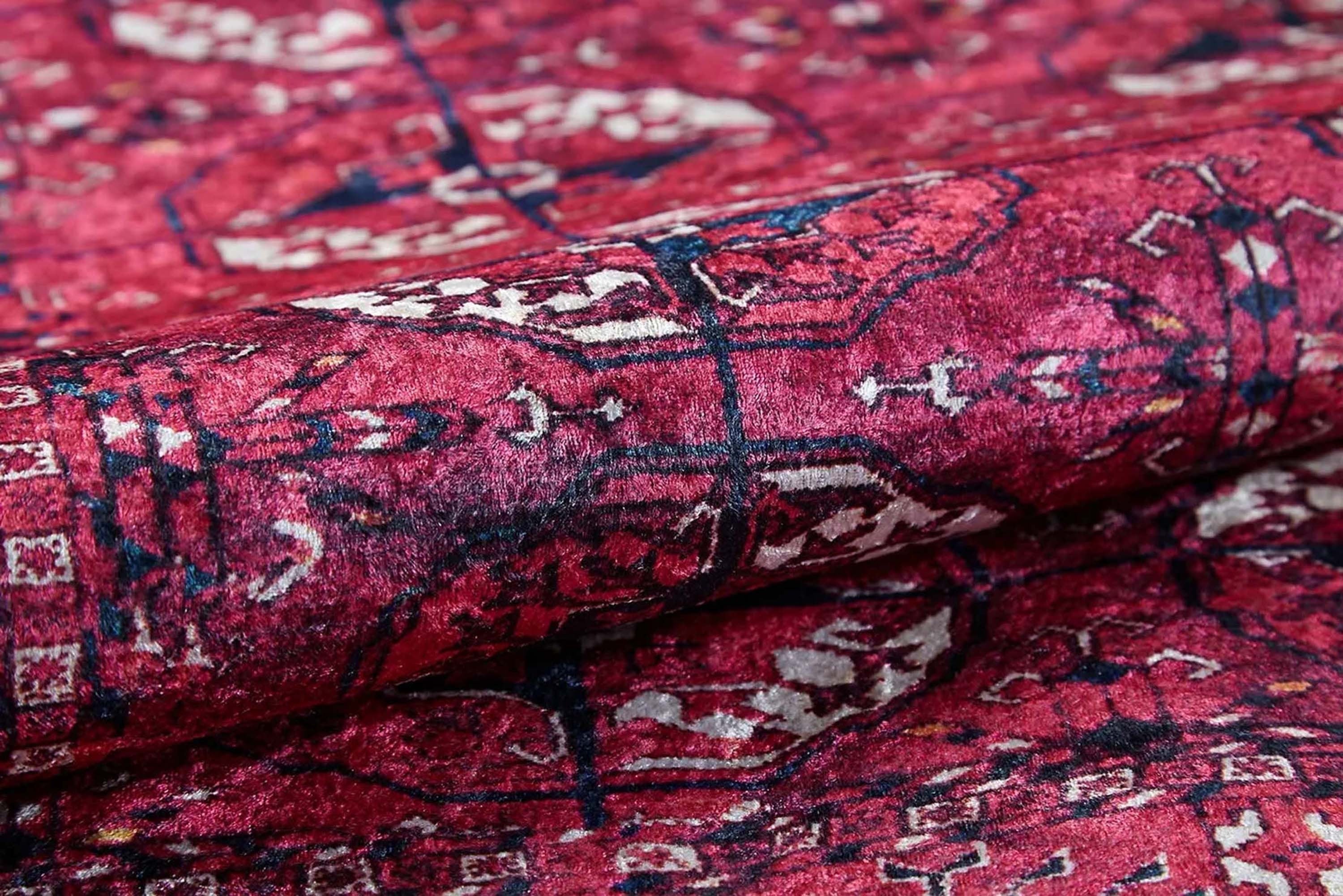Sıcak Pembe Geometrik Desenli Halı - Pera Halı