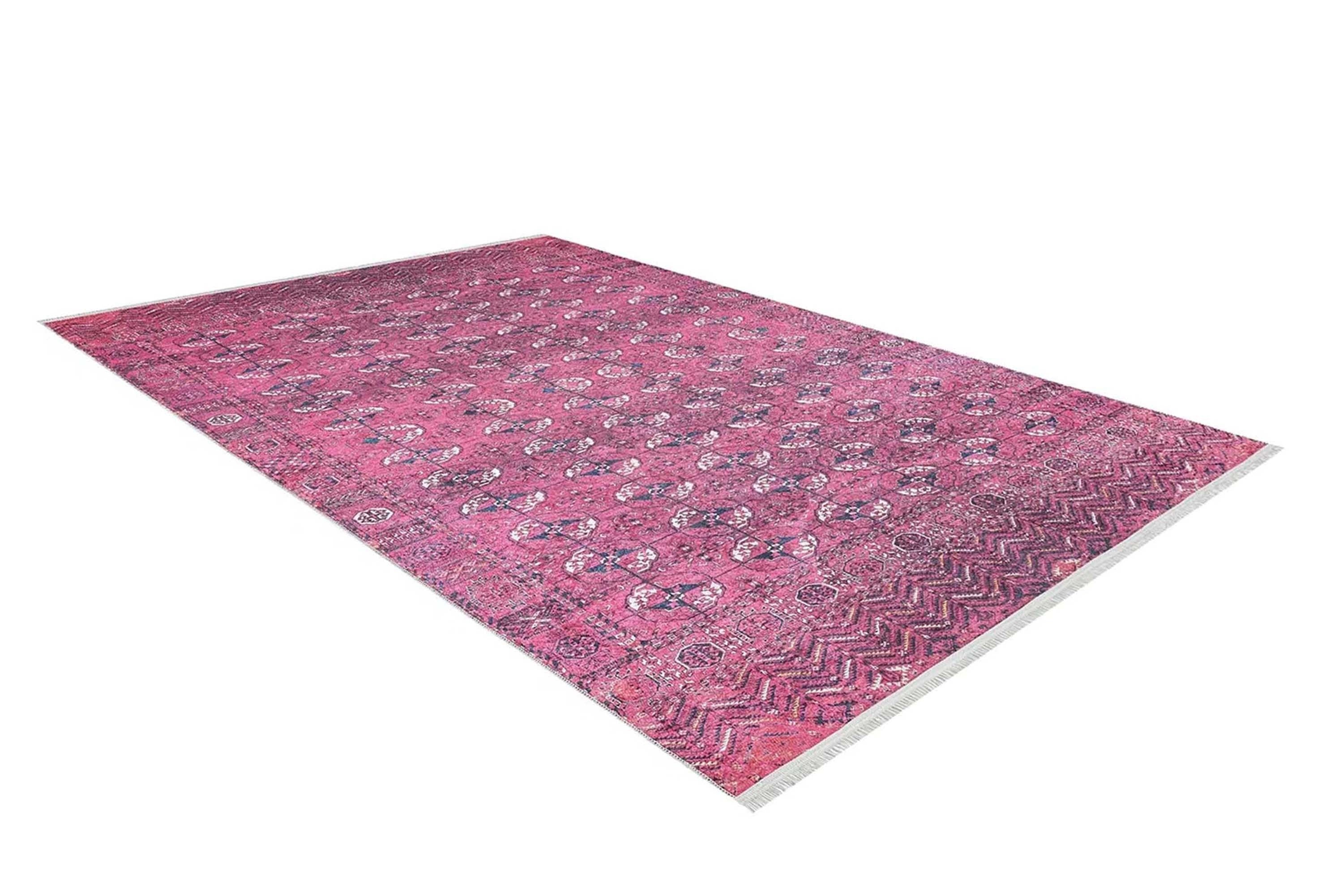 Sıcak Pembe Geometrik Desenli Halı - Pera Halı