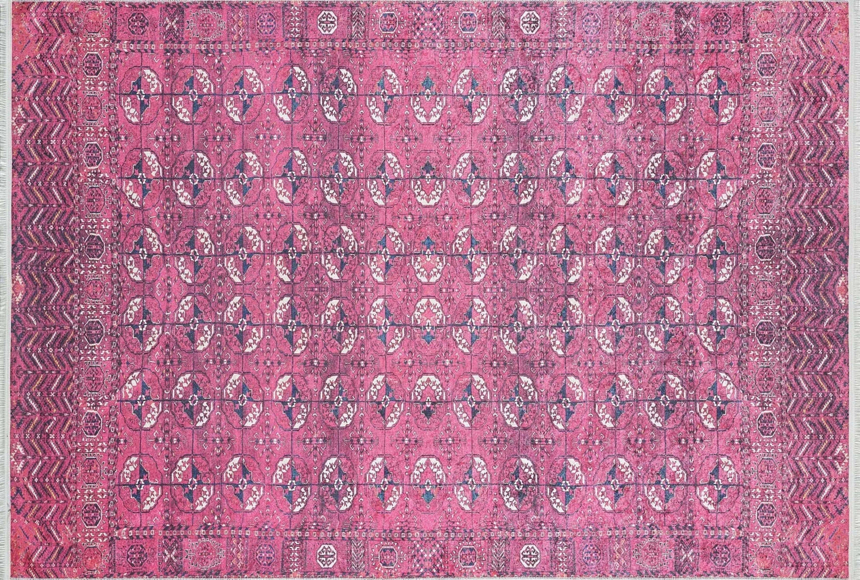 Sıcak Pembe Geometrik Desenli Halı - Pera Halı