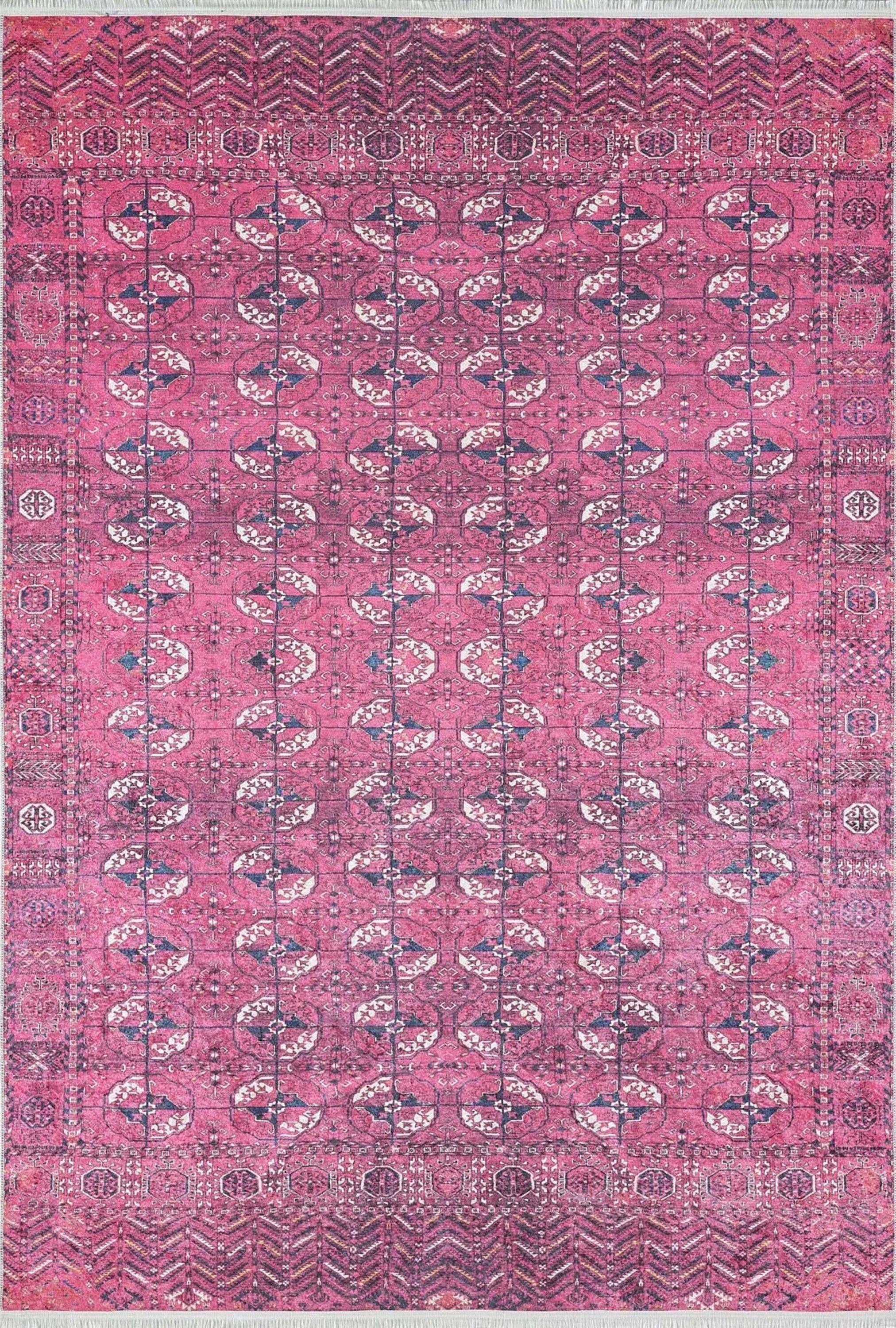 Sıcak Pembe Geometrik Desenli Halı - Pera Halı