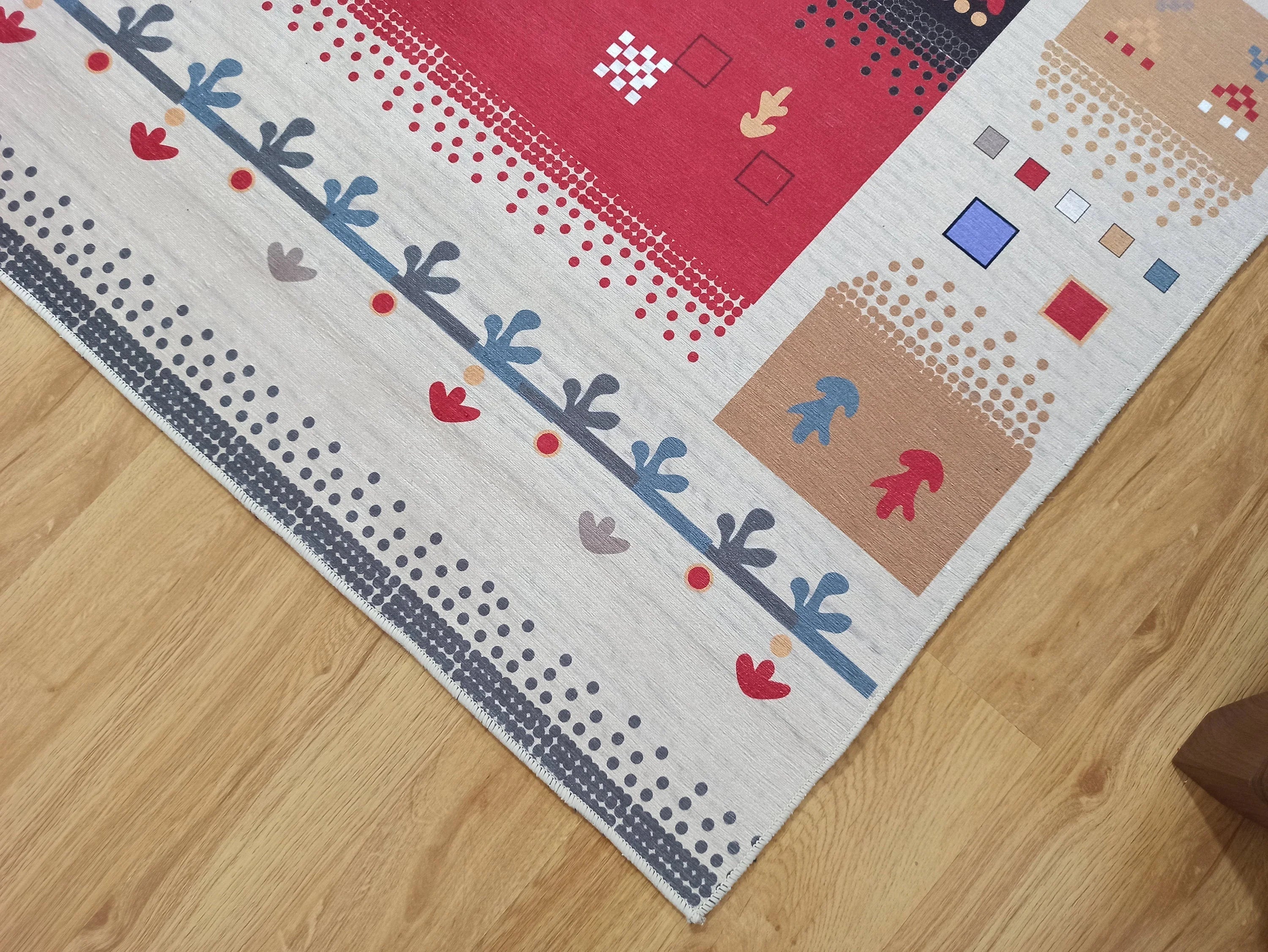 Renkli ve Figürlü Modern Kilim Halı