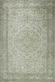 Soluk Adaçayı Yeşili ve Bej Eskitme Desenli Folk Halı