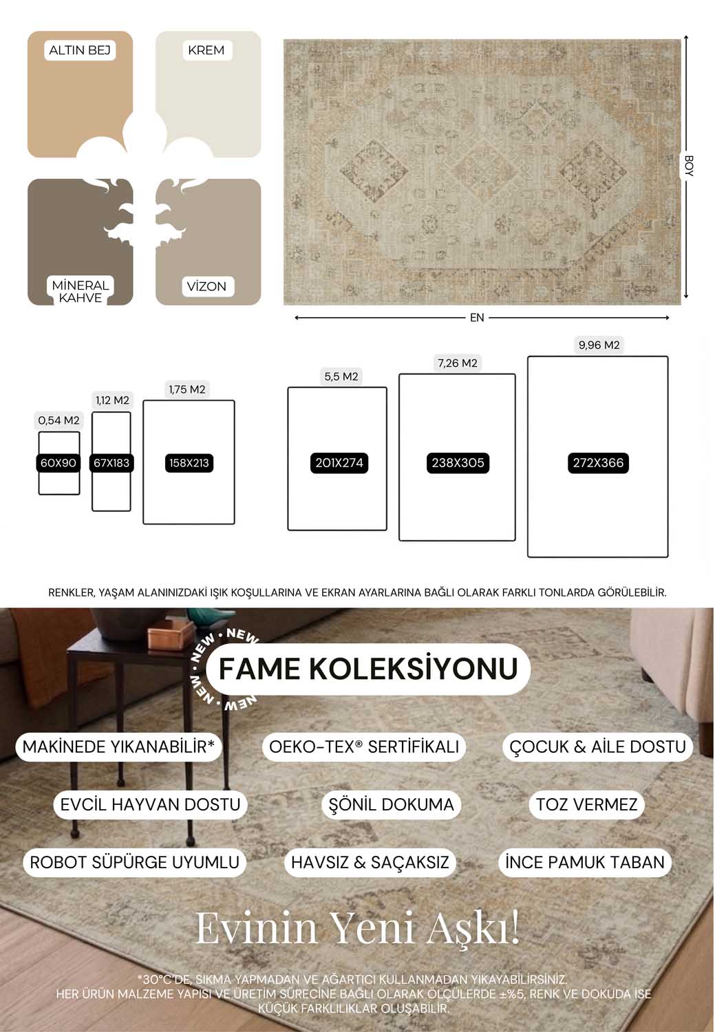 Einfarbiger Teppich in Beige- und Kaffeetönen mit Korbgeflecht-Optik