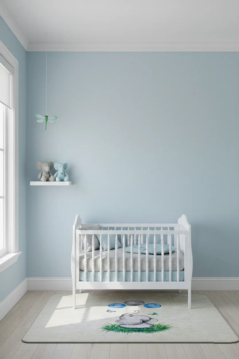 Balonlu Fil Desenli Gri Yıkanabilir Çocuk Halısı-Pera Halı