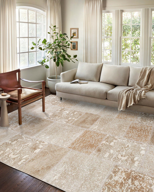 Eskitme Patchwork Bej Halı - Pera Halı