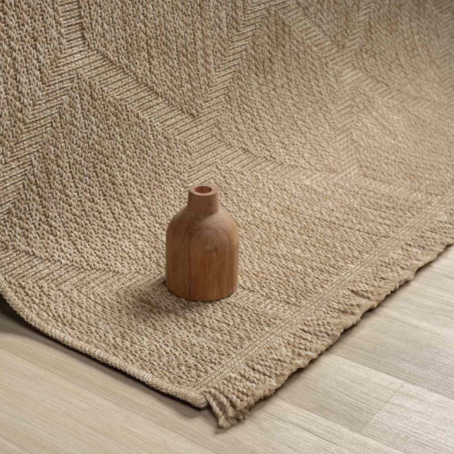 Bej Altıgen Modern Jüt Görünümlü Halı-Pera Halı