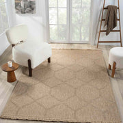 Bej Altıgen Modern Jüt Görünümlü Halı-Pera Halı