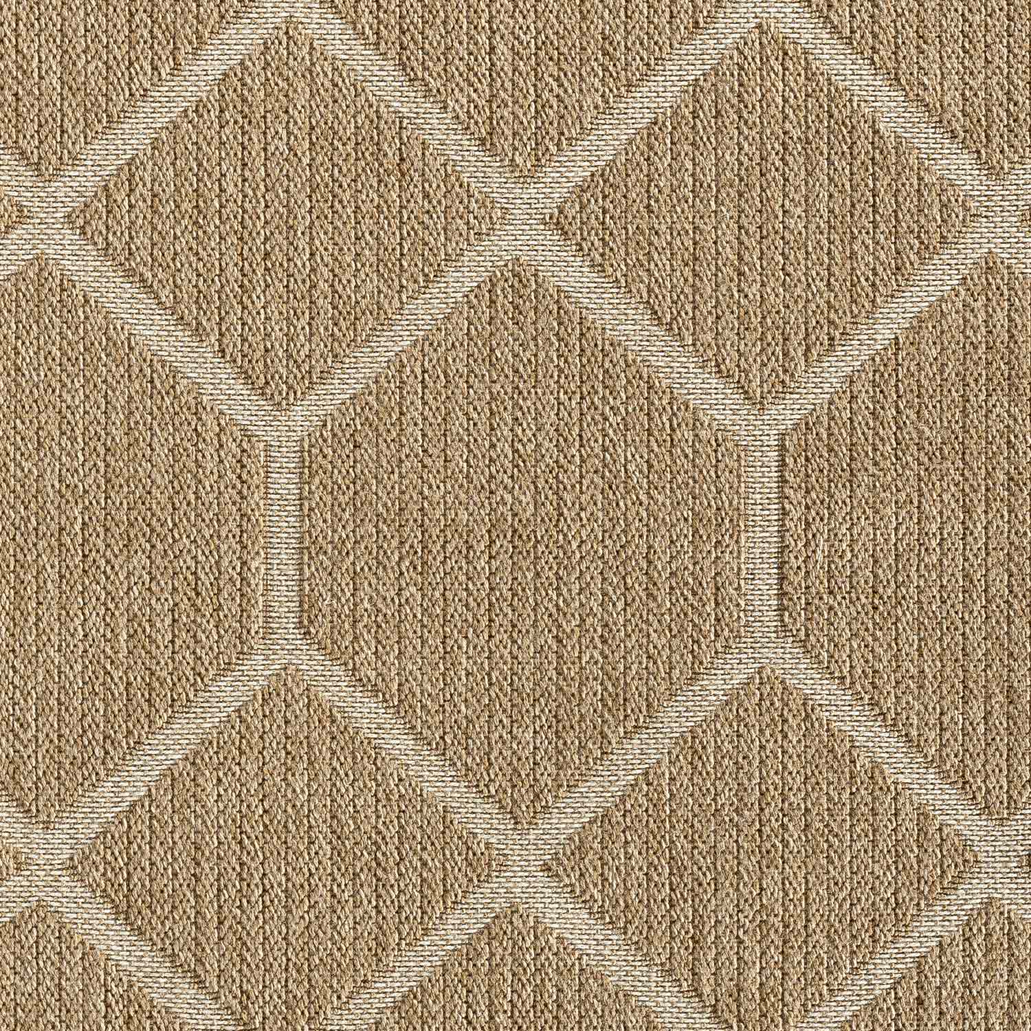 Bej Beyaz Altıgen Geometrik Modern Jüt Görünümlü Halı-Pera Halı