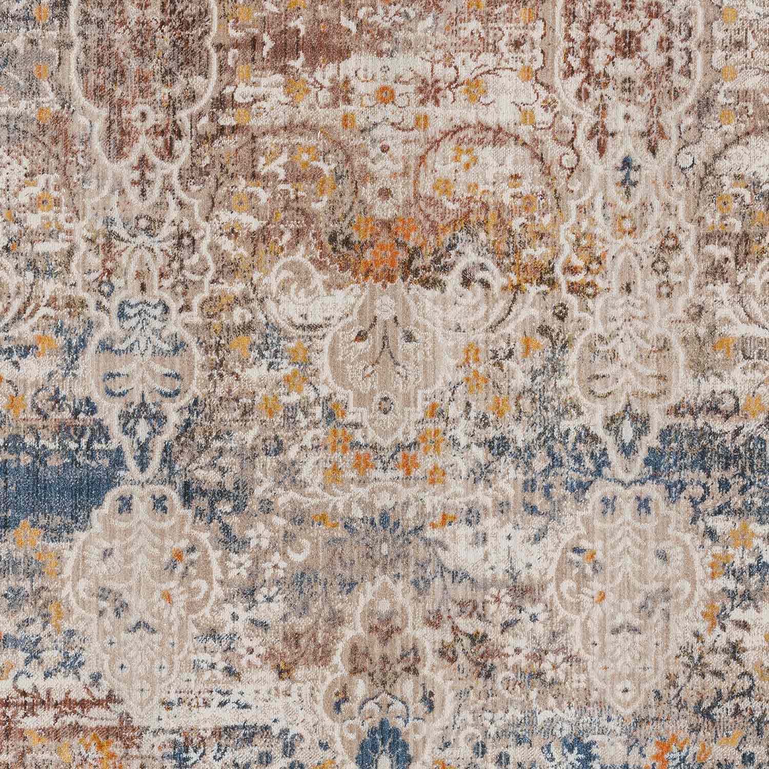 Bej Çok Renkli Klasik Eskitme Desenli Halı-Pera Halı