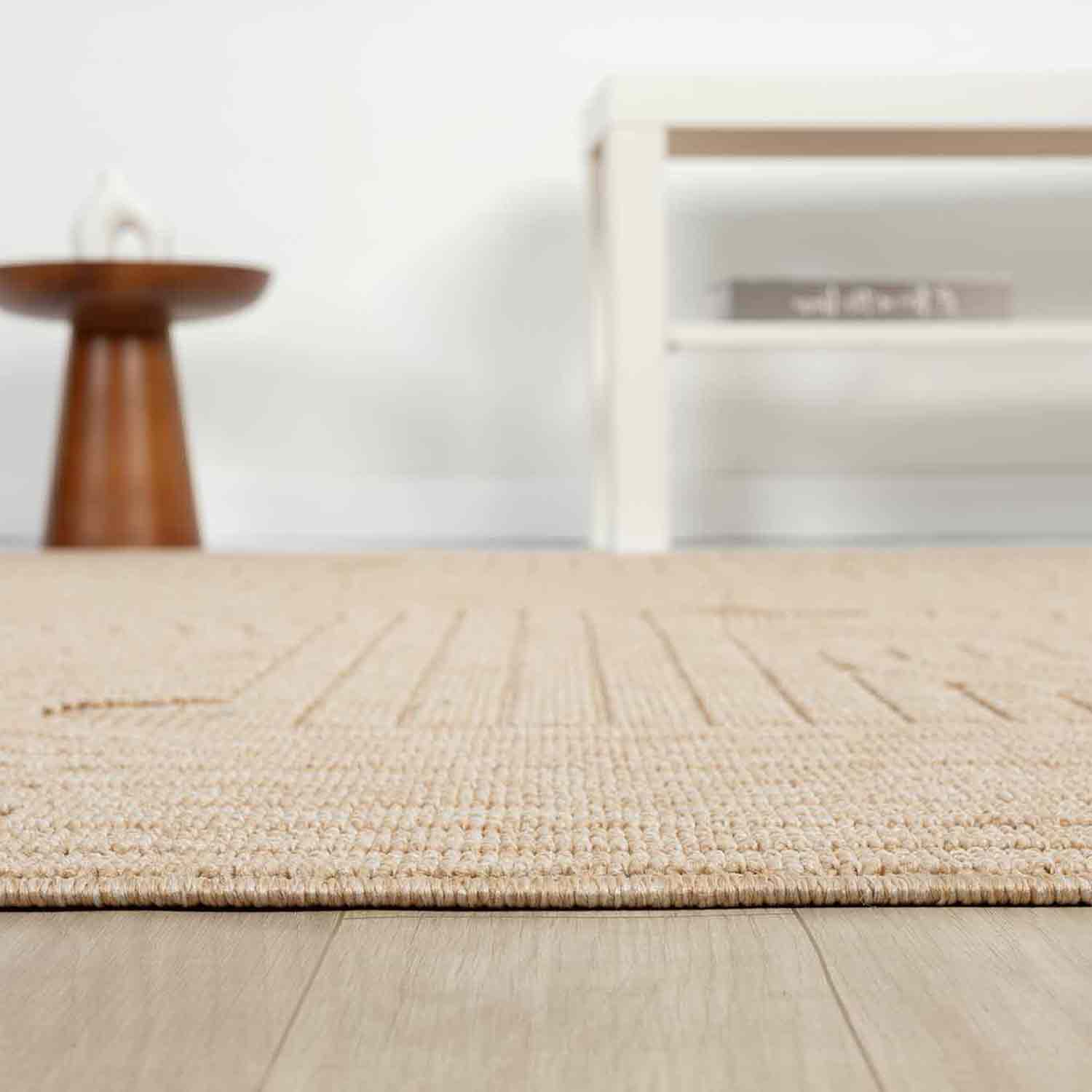 Bej Geometrik Desenli Yumuşak Modern Halı-Pera Halı