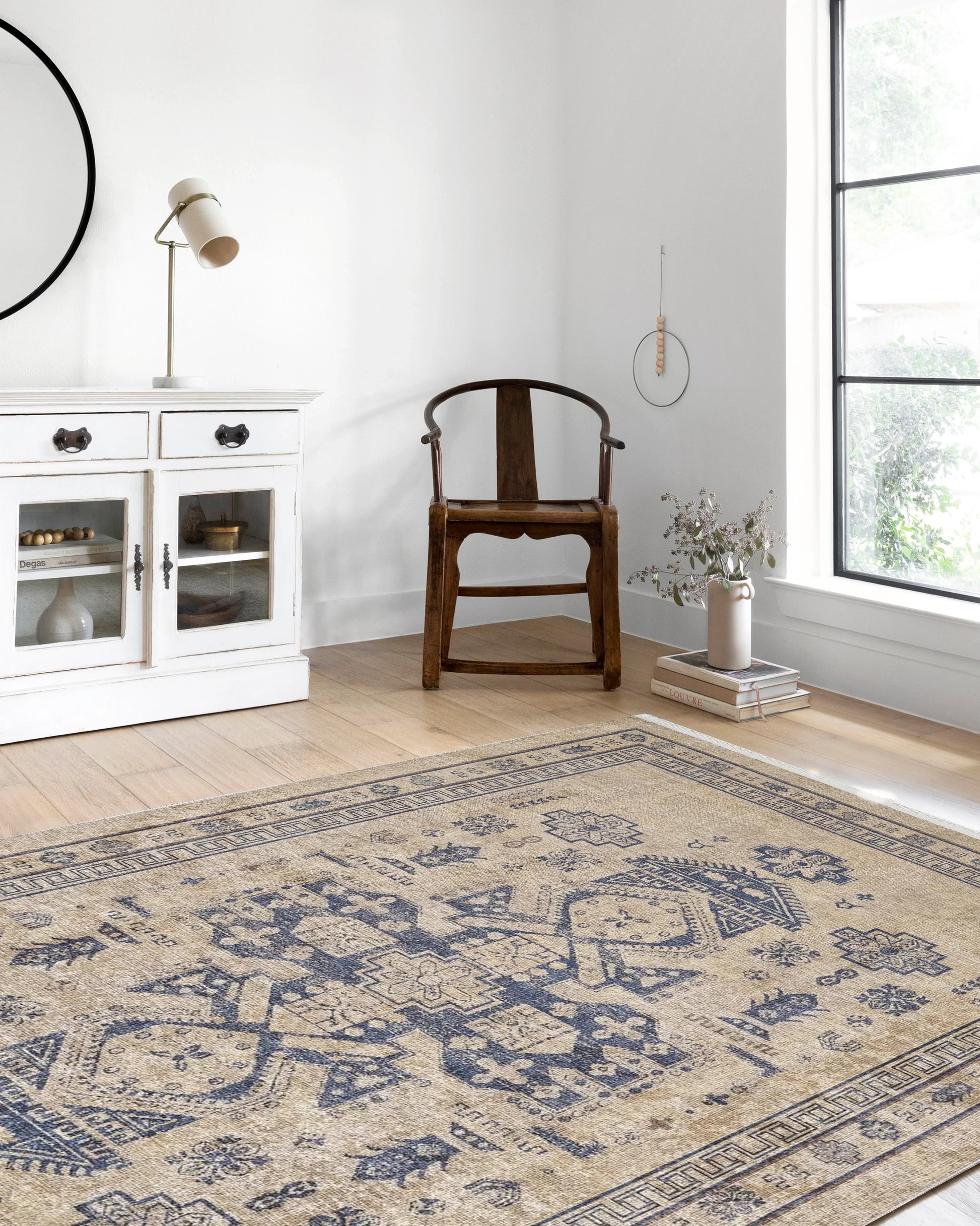 Bej Geometrik Oryantal Madalyon Halı-Pera Halı