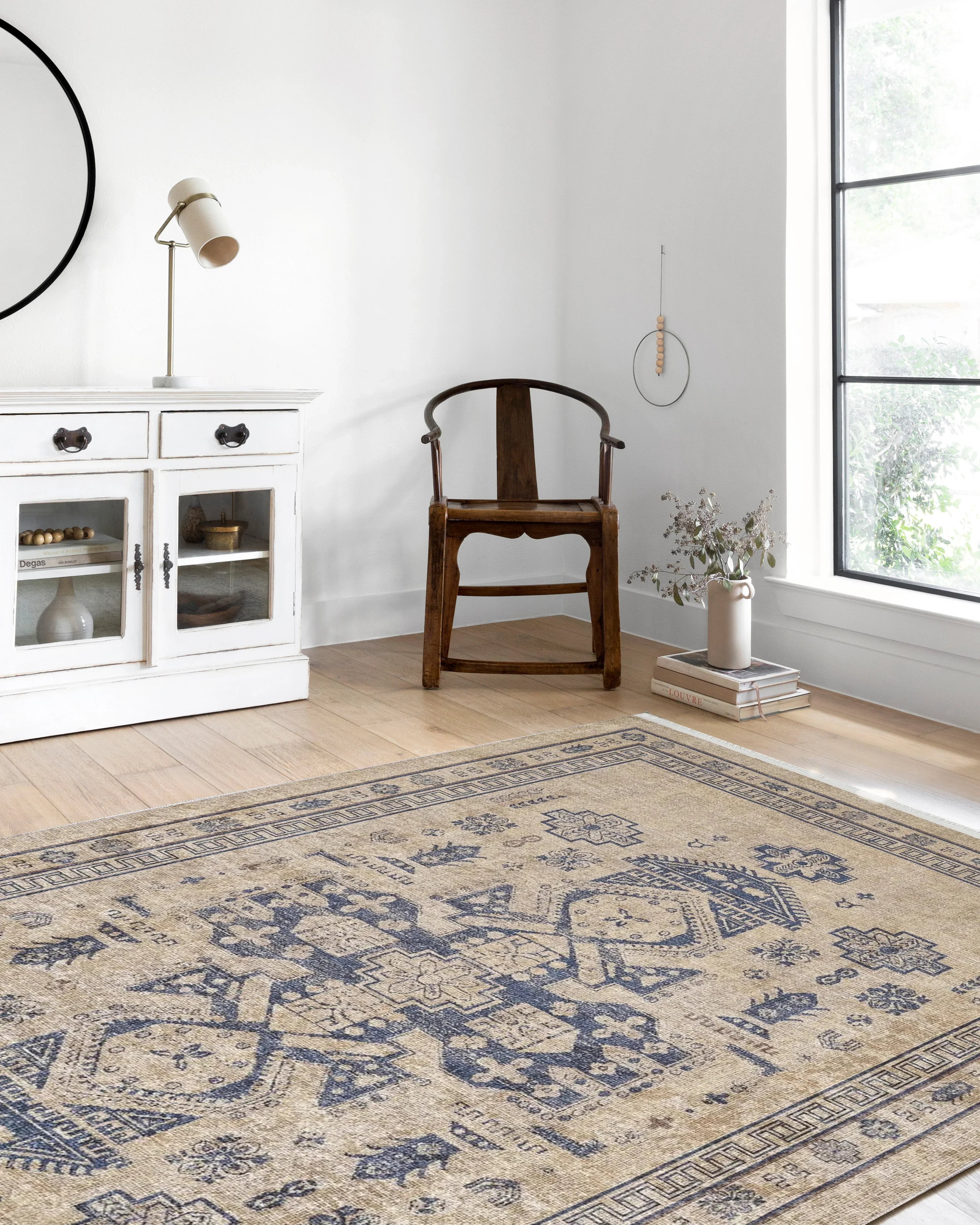 Bej Geometrik Oryantal Madalyon Halı-Pera Halı