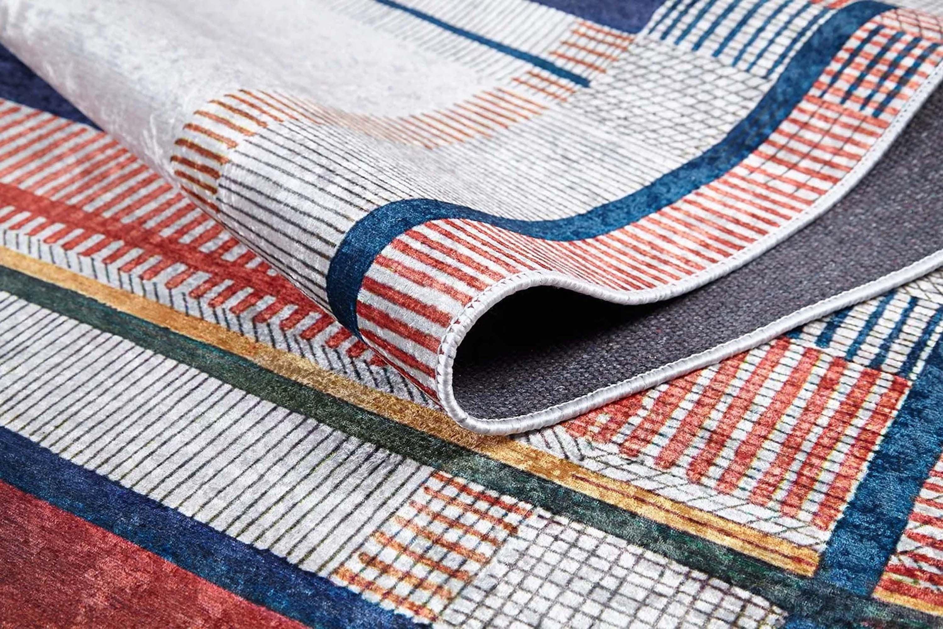 Bej Gri Çizgili Bordürlü Halı-Pera Halı