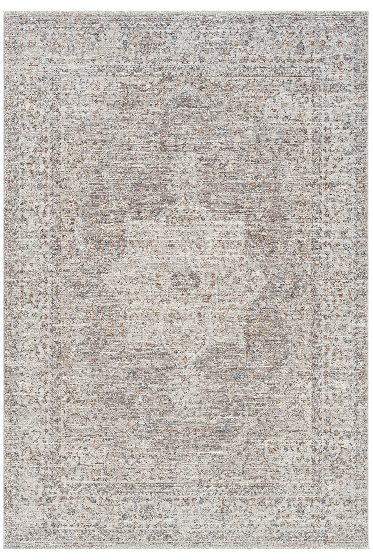 Bej Gri Klasik Medallion Eskitme Halı-Pera Halı