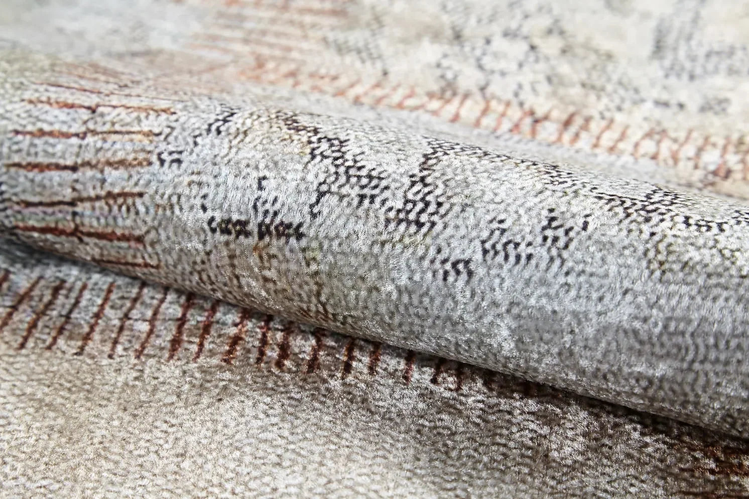 Bej Gri Pastel Tonlarda Eskitme Patchwork Halı-Pera Halı