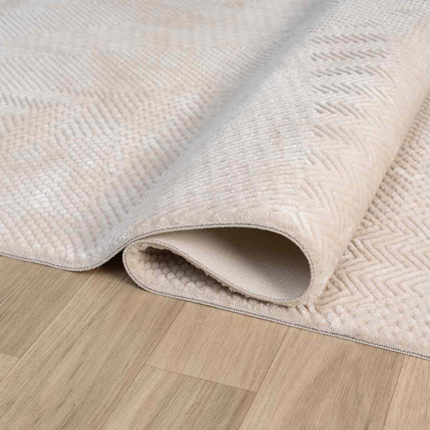 Bej Kabartmalı Soyut Modern Halı-Pera Halı