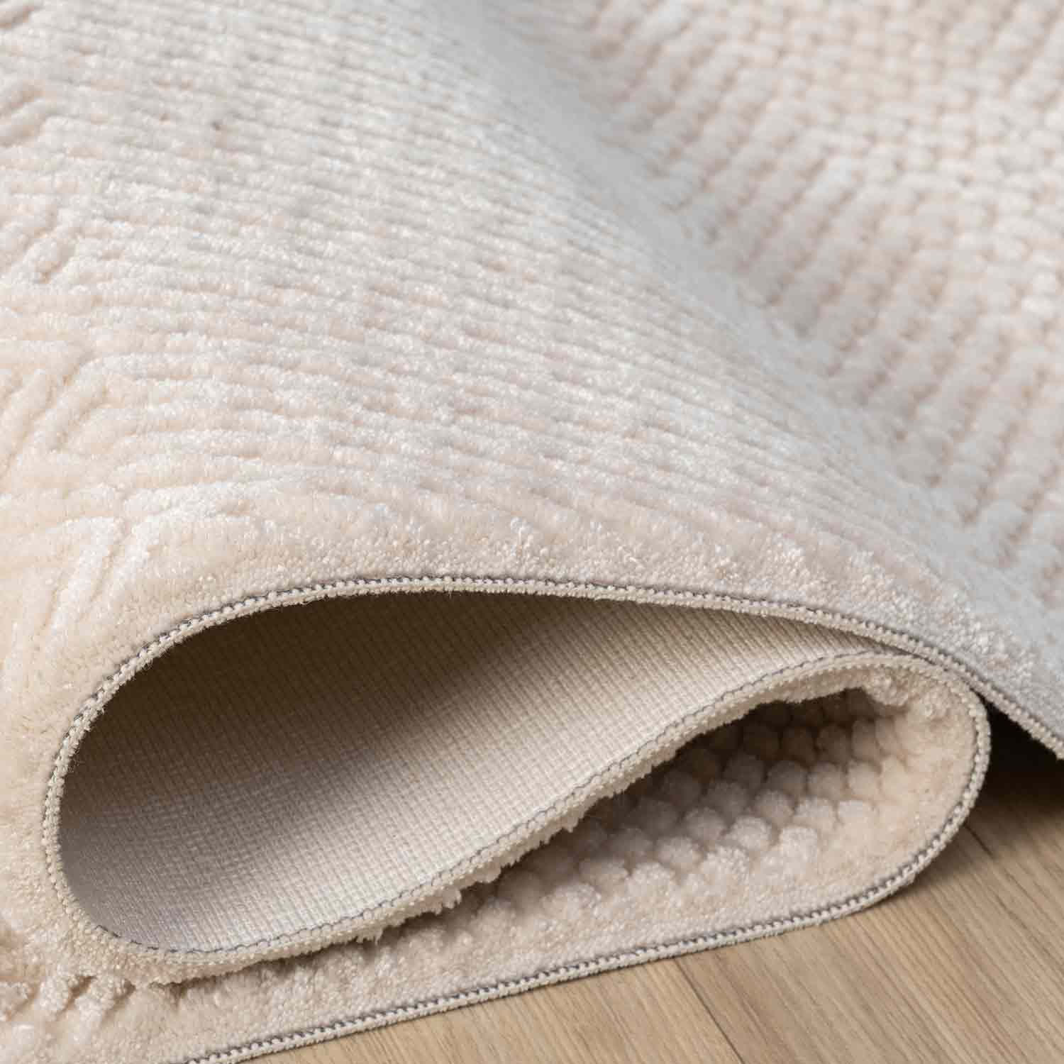 Bej Kabartmalı Soyut Modern Halı-Pera Halı