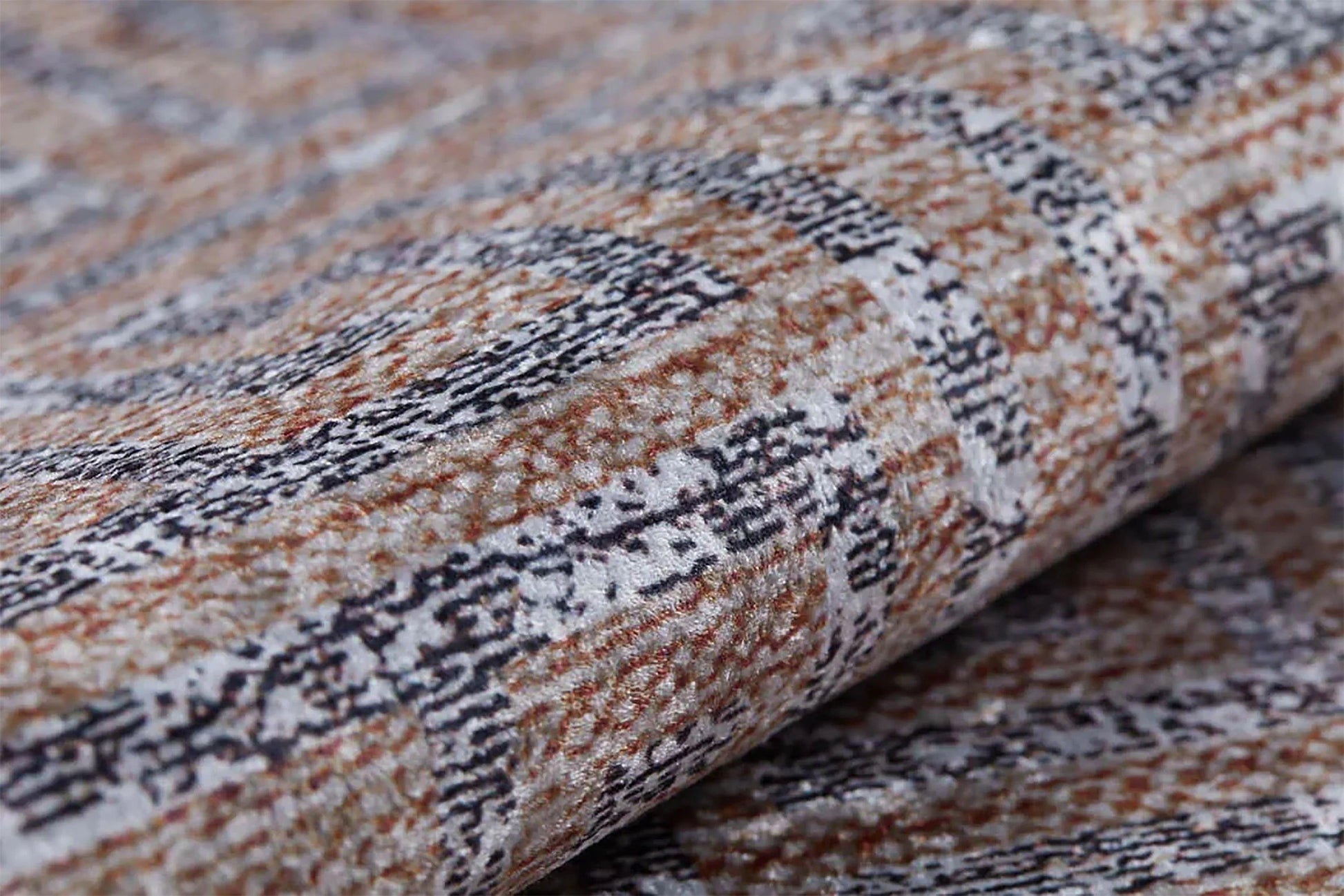 Bej Kahve Eskitme Labirent Desen Halı-Pera Halı